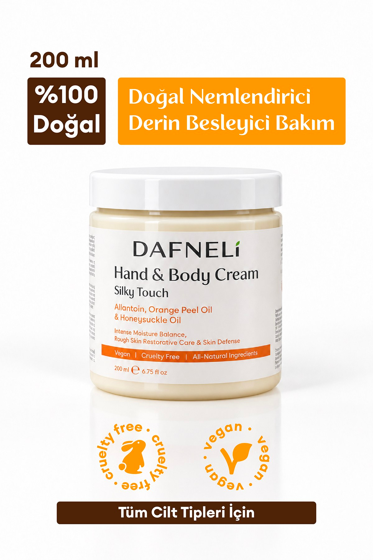 %100 Doğal El & Vücut Kremi (Body Butter) Yoğun Nemlendirici ve Besleyici 200 ml