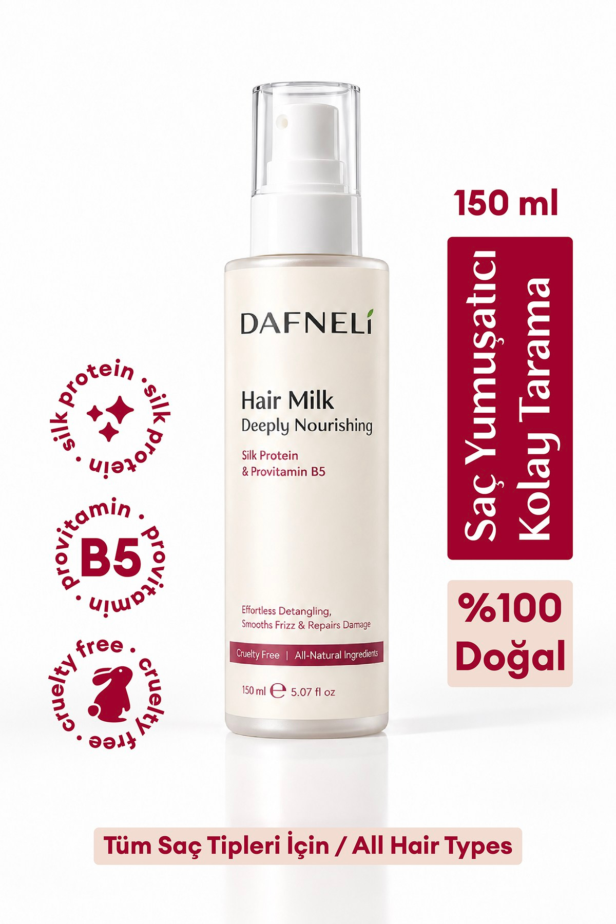 %100 Doğal Saç Bakım Sütü (Tarama Kolaylığı & Hasar Onarımı) 150 ml