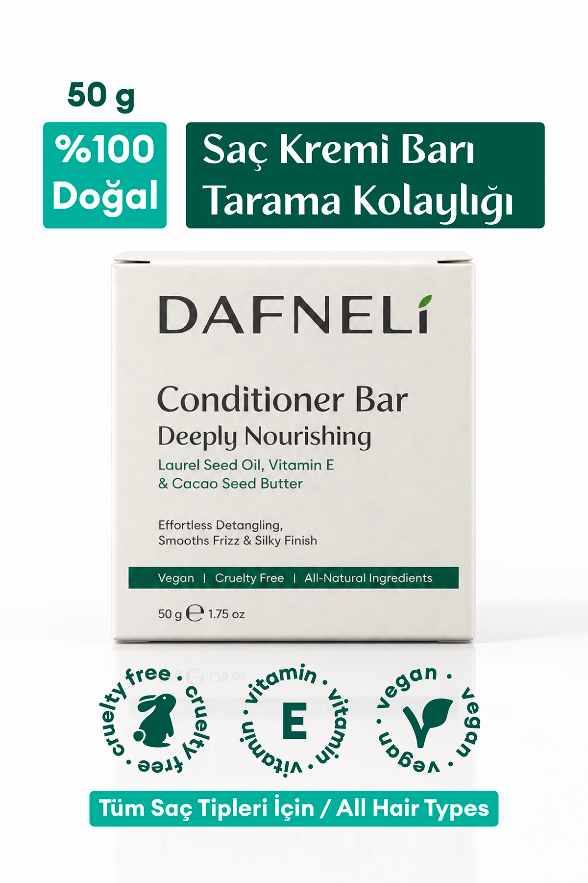 %100 Doğal Saç Kremi Barı (Durulanan & İpeksi Dokunuş) 50g