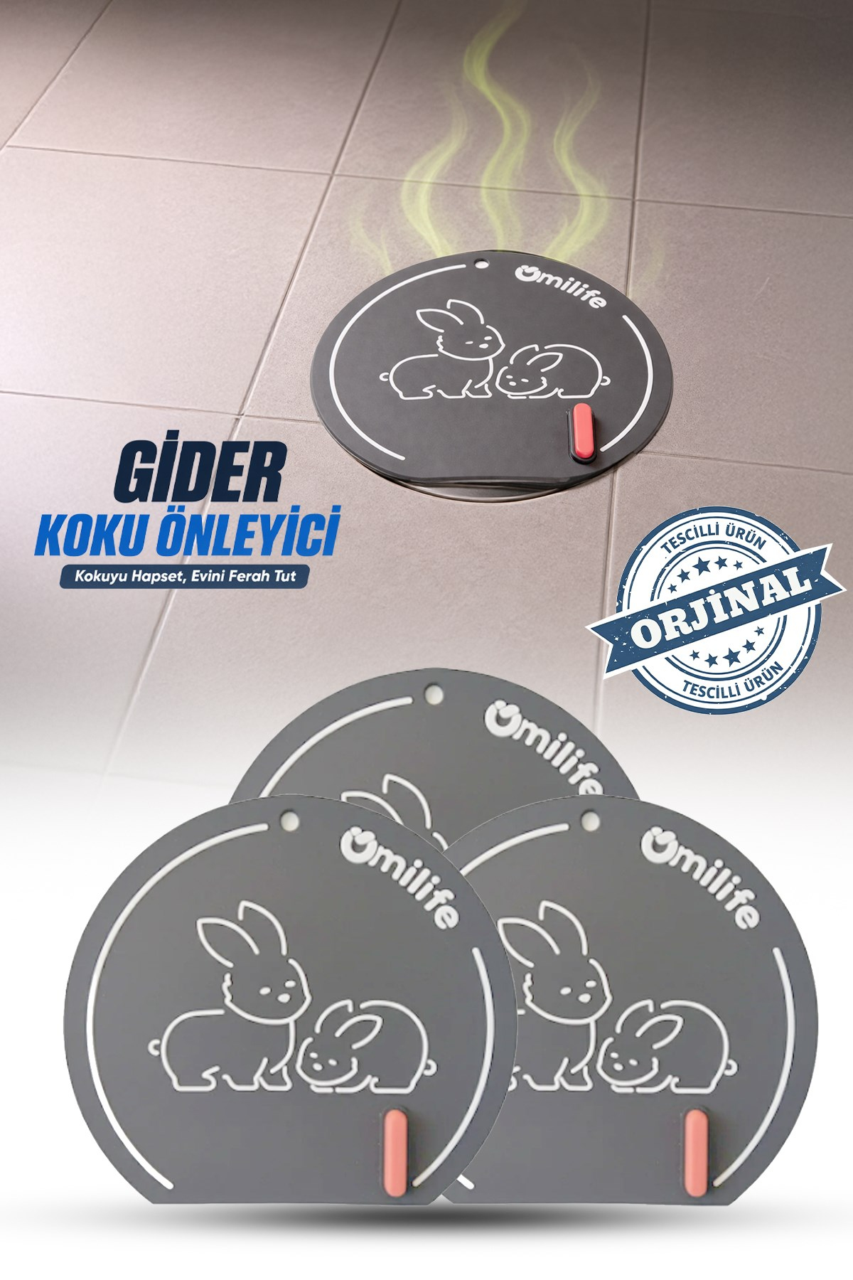 3 Adet Gri renk Silikon Gider Kapağı  Koku Önleyici Lavabo Banyo Mutfak Gider Tıkacı