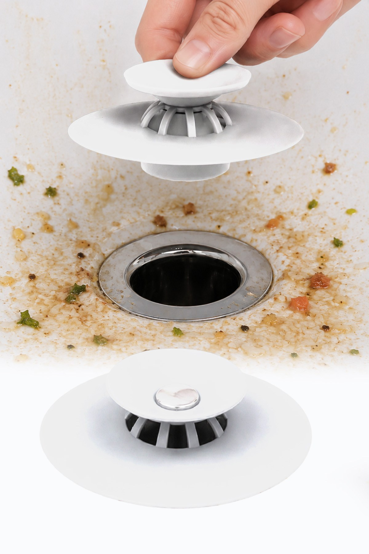 Beyaz Silikon Lavabo Süzgeci Tıkaç 9 cm Saç Tutucu Gider Koruyucu Esnek Filtre Banyo Mutfak