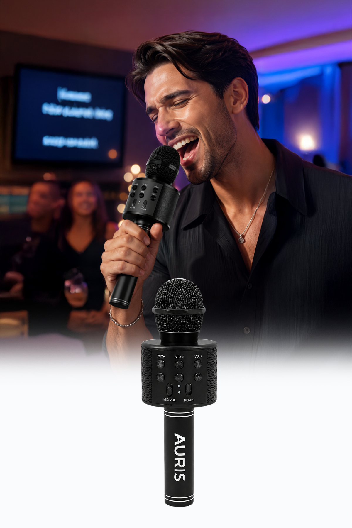 Bluetooth Karaoke Mikrofon Kablosuz Hoparlörlü Mikrofon USB Şarjlı Telefon Uyumlu