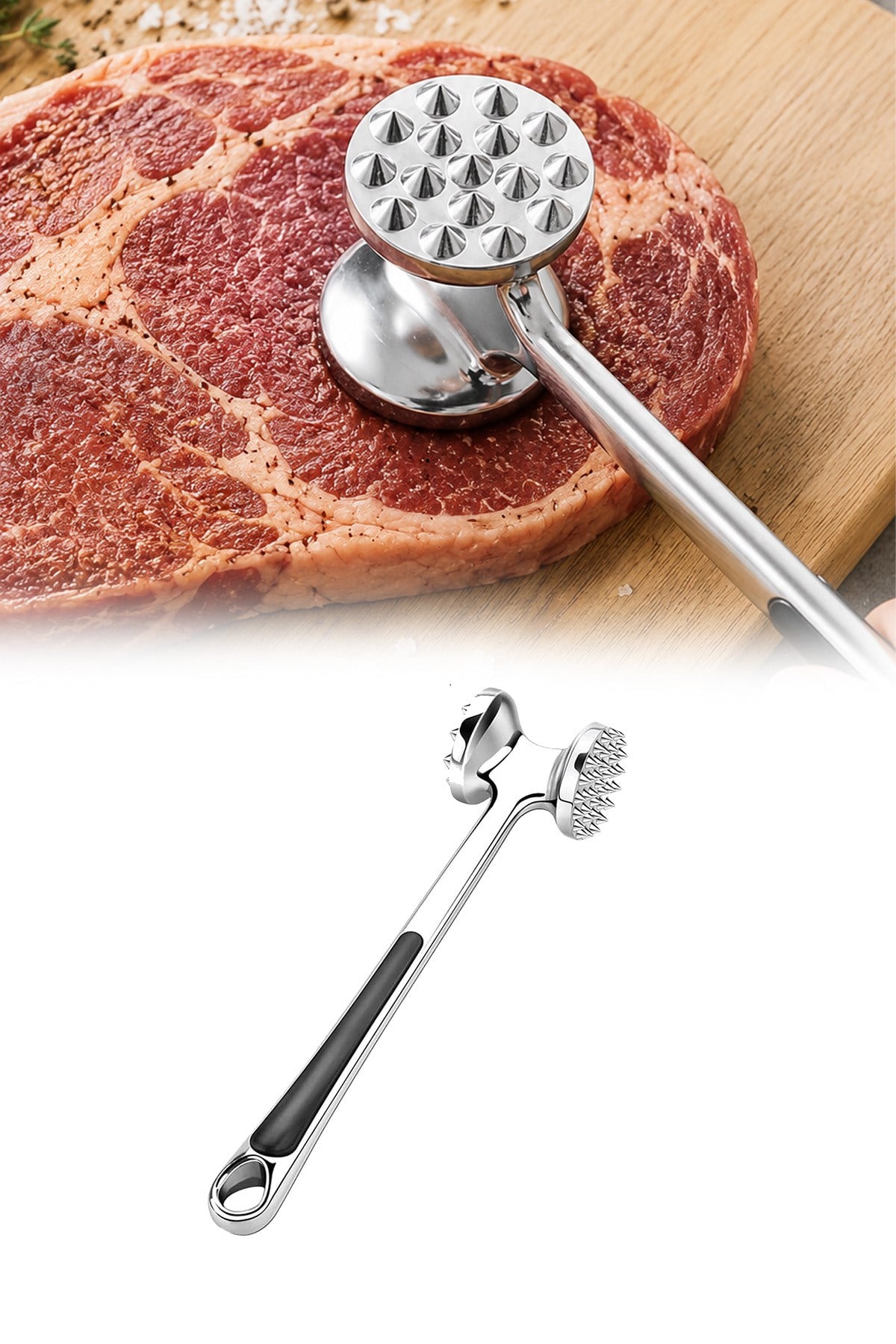 Döküm Et Dövücü Çift Taraflı Dayanıklı Alüminyum Gövde Et Yumuşatma Tokmağı Ergonomik Saplı Pratik ve Sağlam Et Tokmağı Mutfakta Et Hazırlığı İçin İdeal Mutfak Aleti
