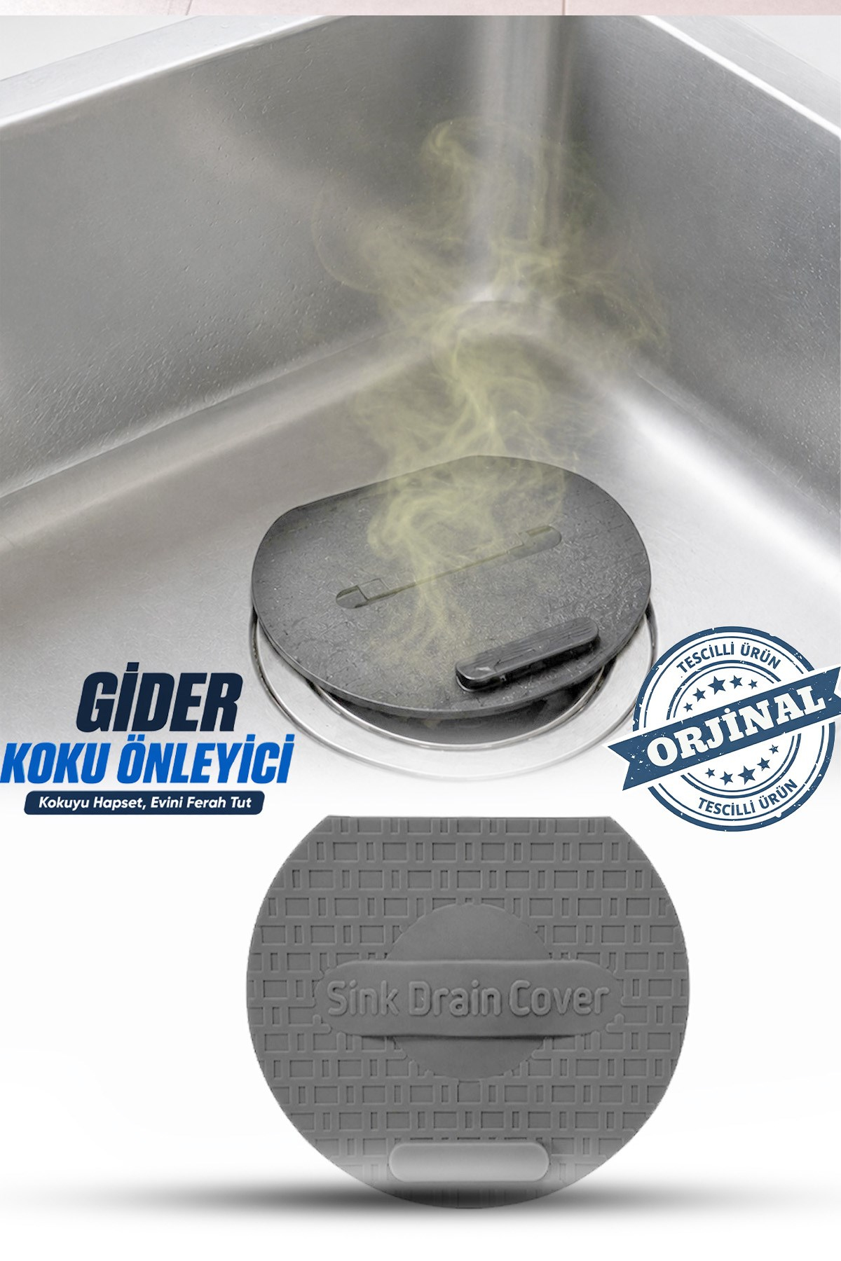 Gri Evye Kapağı Lavabo Kötü Koku Önleyici Silikon Mat Sızdırmaz Lavabo Tıpası