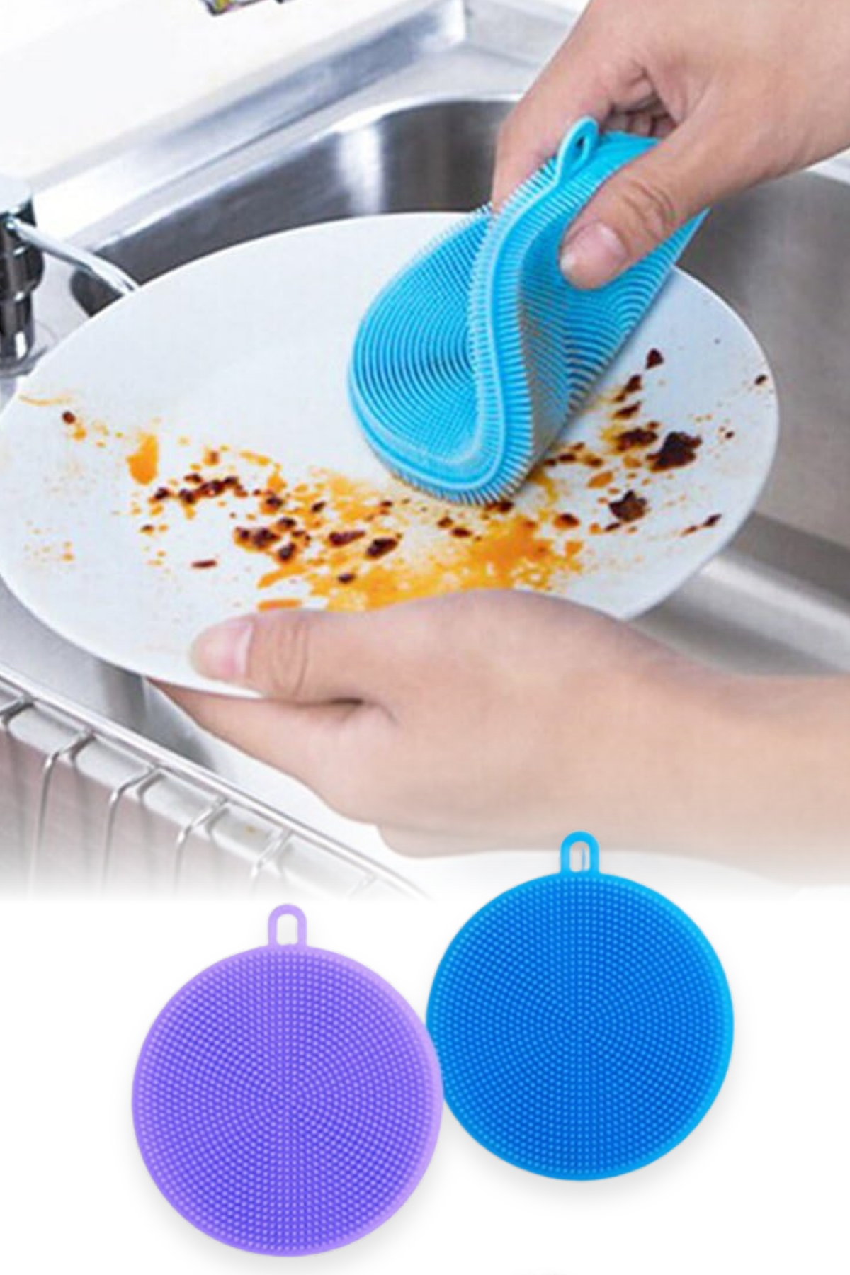 Silikon Bulaşık Yıkama Pedi 2'li Set Dayanıklı Esnek Yapısıyla Sünger Alternatifi Pratik Temizlik Pedi Mutfakta Hijyenik Kullanım Sağlayan Suya Dayanıklı Kolay Temizlenen Silikon Bulaşık Süngeri
