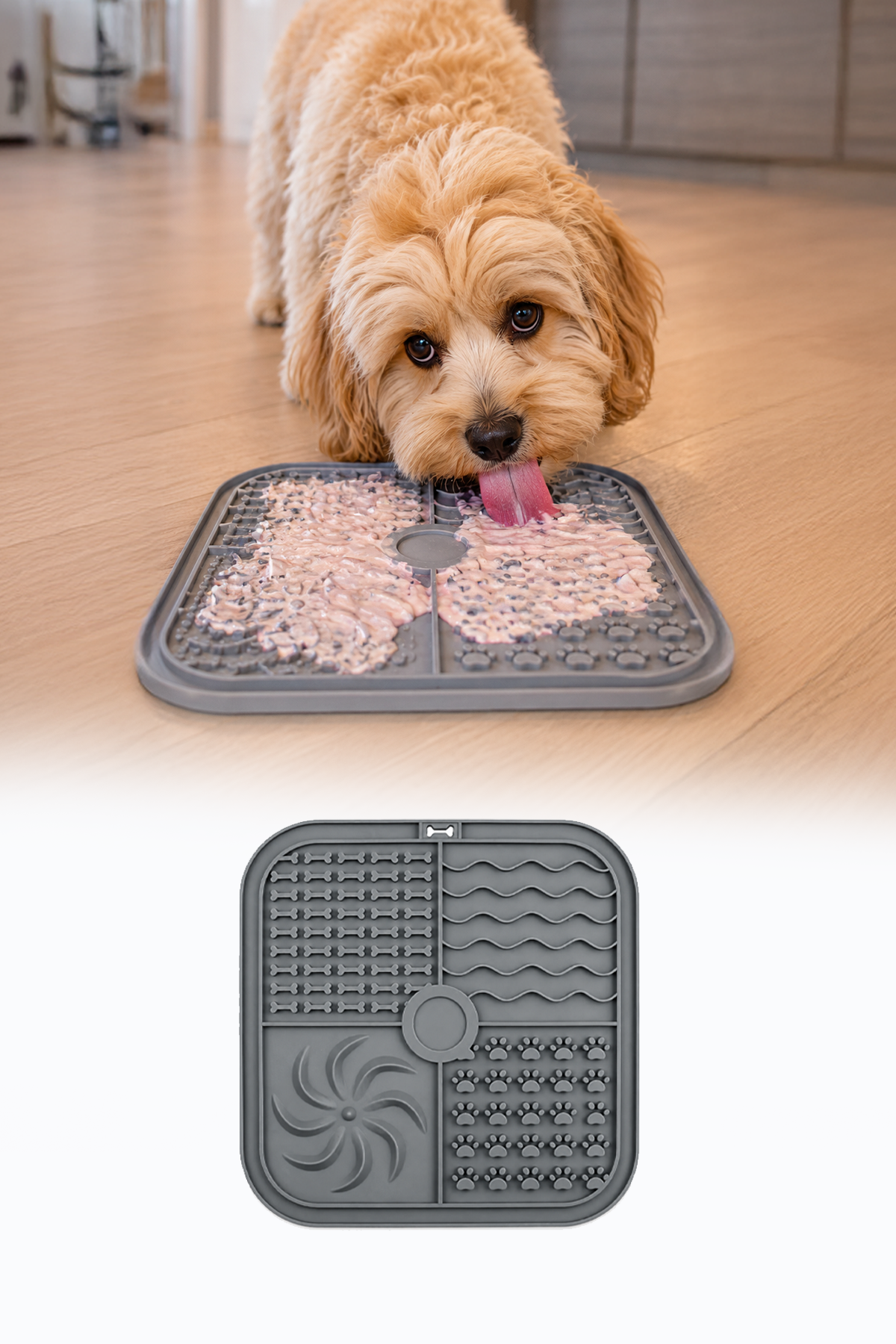 Silikon Yavaş Yeme Kabı ve Mama Matı Kedi Köpek Uyumlu Pratik Besleme Tabağı 20x20 cm