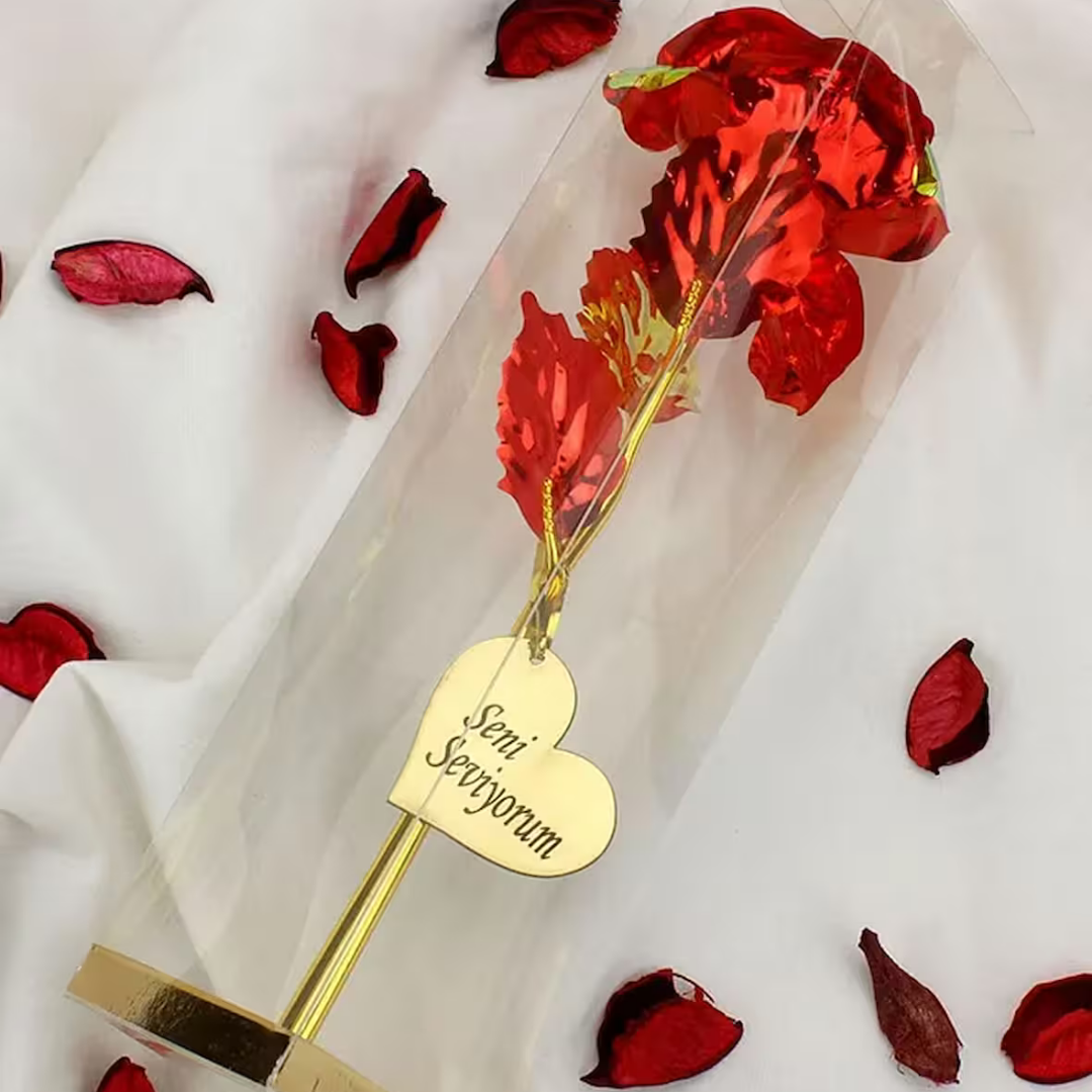 Sonsuzluk Gülü Seni Seviyorum Yazılı Kutulu Dekoratif Yapay Gül Aranjmanı Romantik Hediye Seçeneği Kalıcı Anlamlı ve Şık Tasarımıyla Sevgililer Günü ve Özel Günler İçin İdeal Armağan
