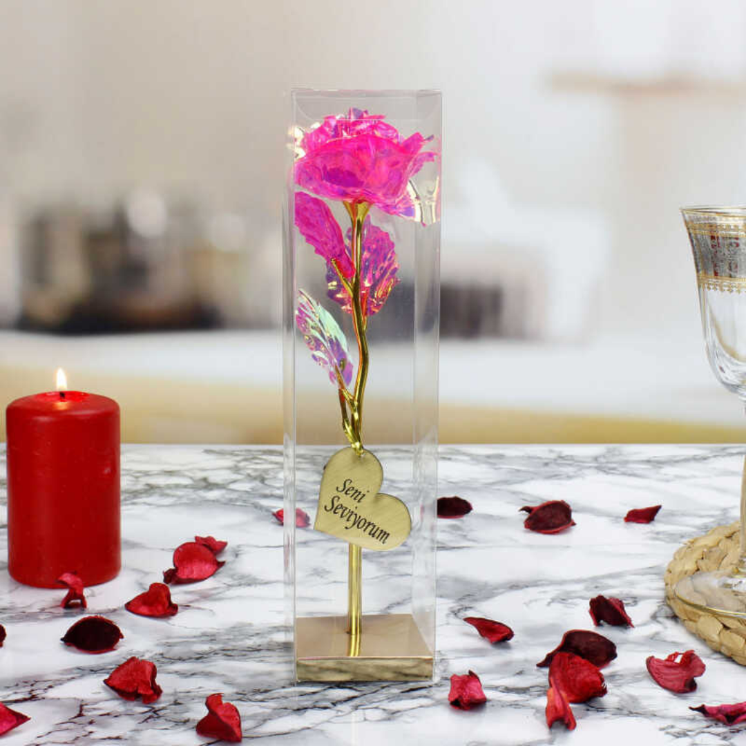 Sonsuzluk Gülü Seni Seviyorum Yazılı Kutulu Dekoratif Yapay Gül Aranjmanı Romantik Hediye Seçeneği Kalıcı Anlamlı ve Şık Tasarımıyla Sevgililer Günü ve Özel Günler İçin İdeal Armağan