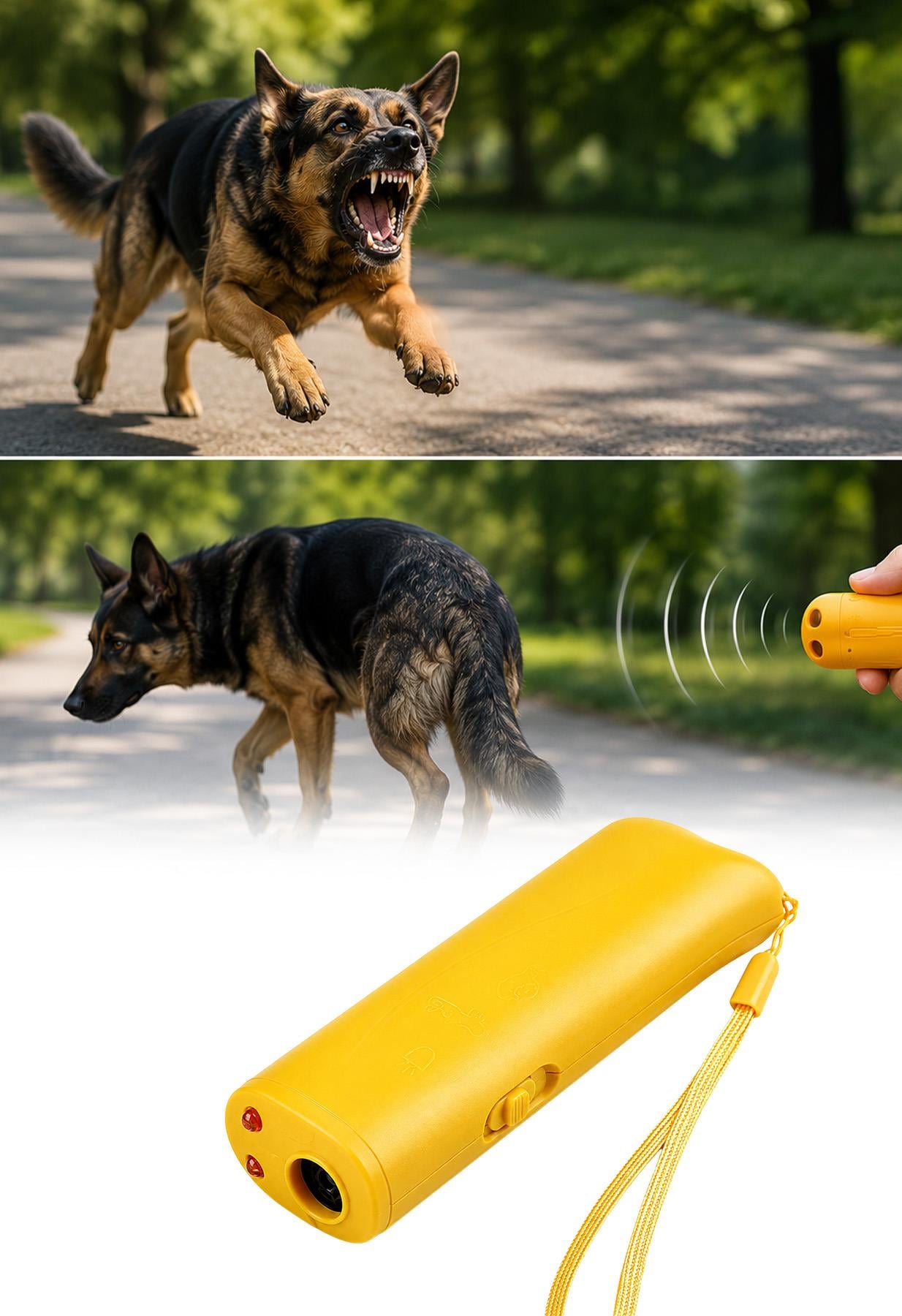 Ultrasonik Köpek Kovucu Eğitim Cihazı El Fenerli Taşınabilir Uzaklaştırıcı Cihaz