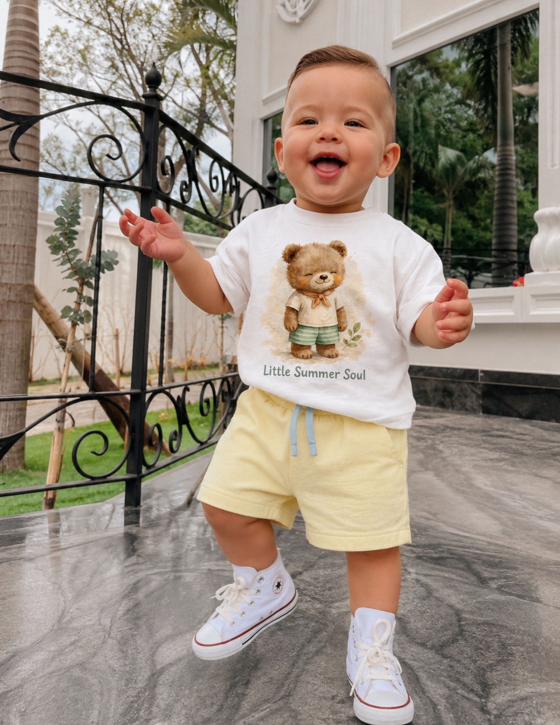 Basic Bebek Oversize Baskılı Beyaz T-shirt