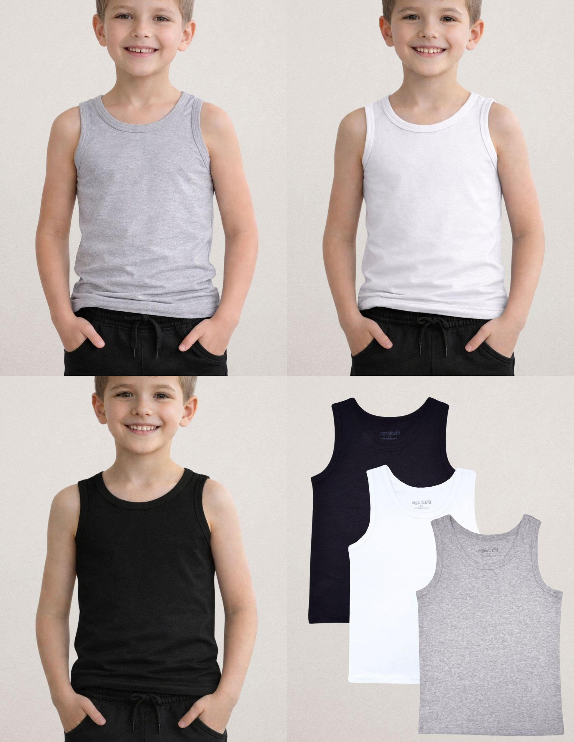 Basic Cotton Erkek Çocuk Renkli Atlet Seti 3'lü