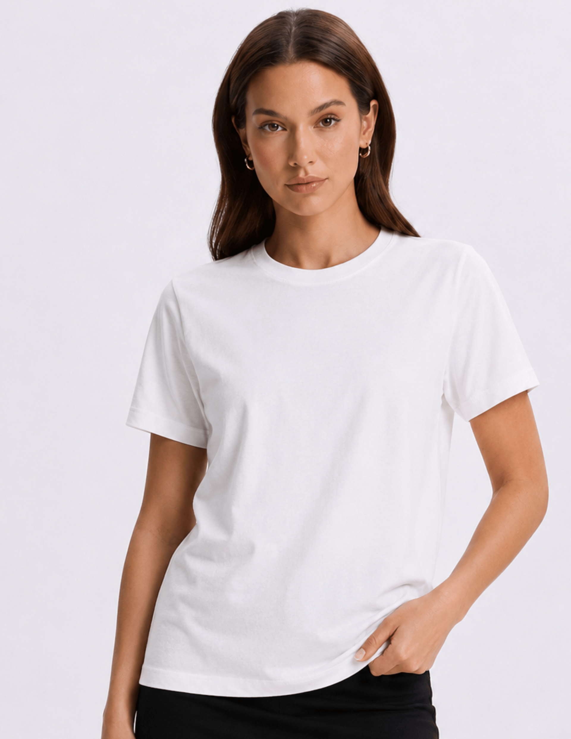 Basic Kadın Bisiklet Yaka Beyaz T-shirt