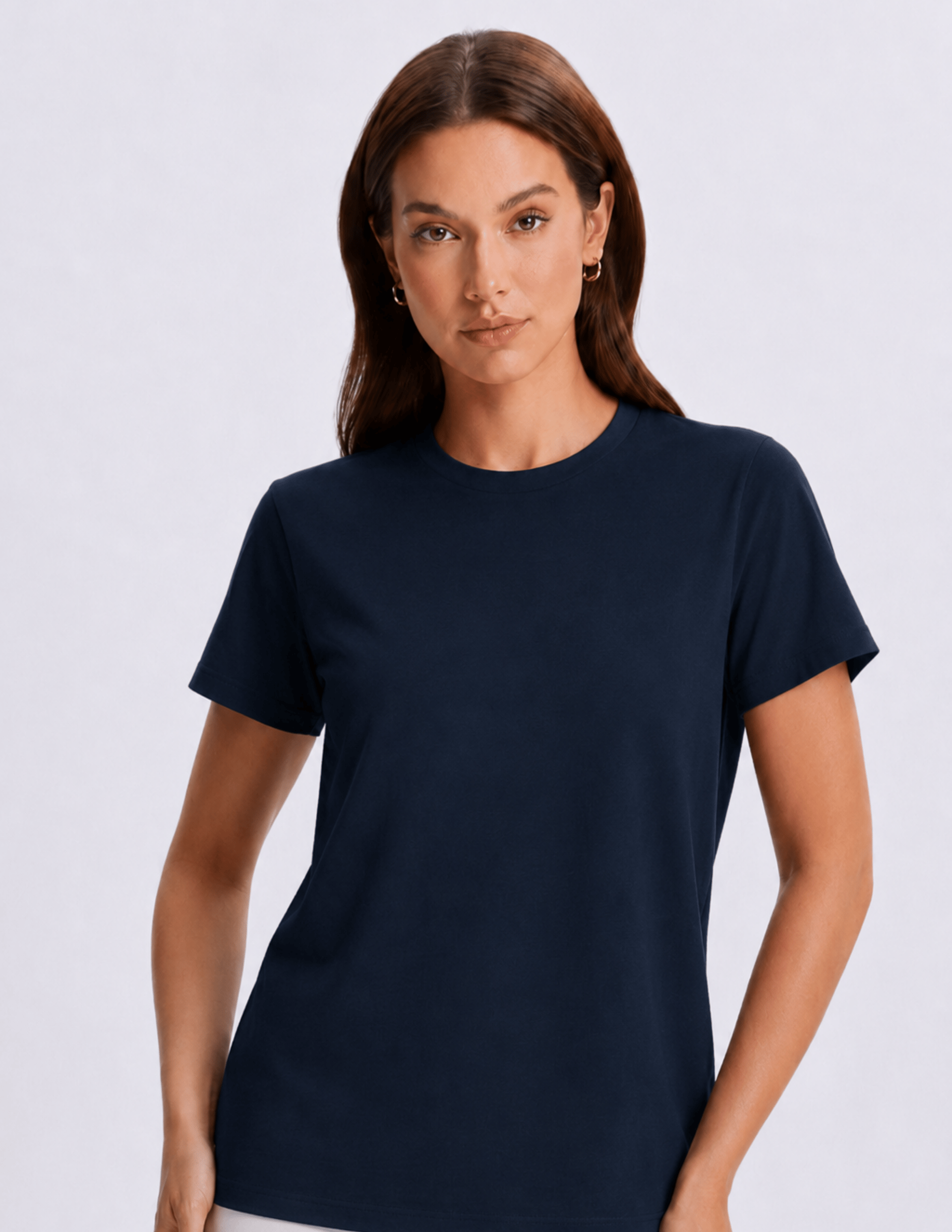 Basic Kadın Bisiklet Yaka Lacivert T-shirt