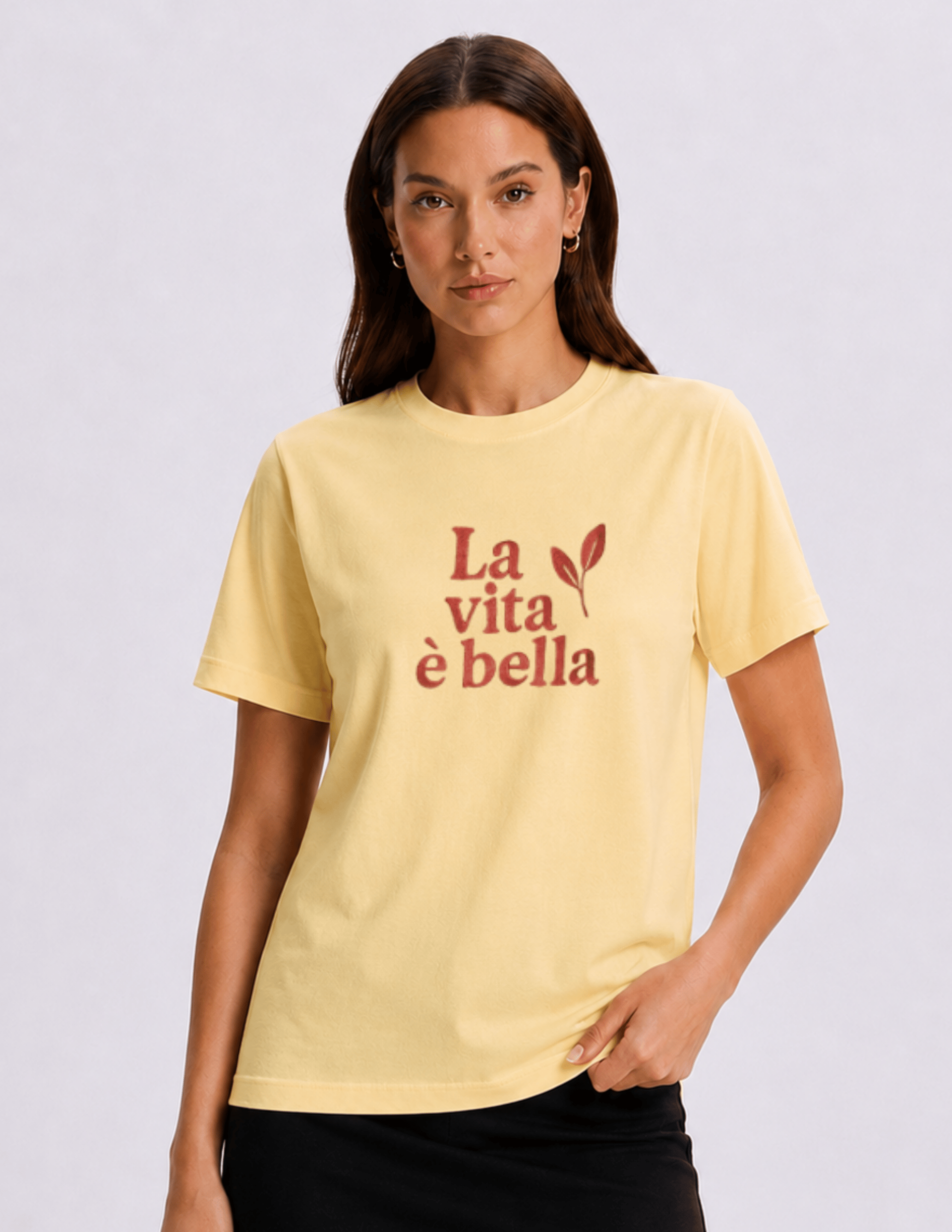 Basic Kadın Bisiklet Yaka Nakışlı Bej T-shirt