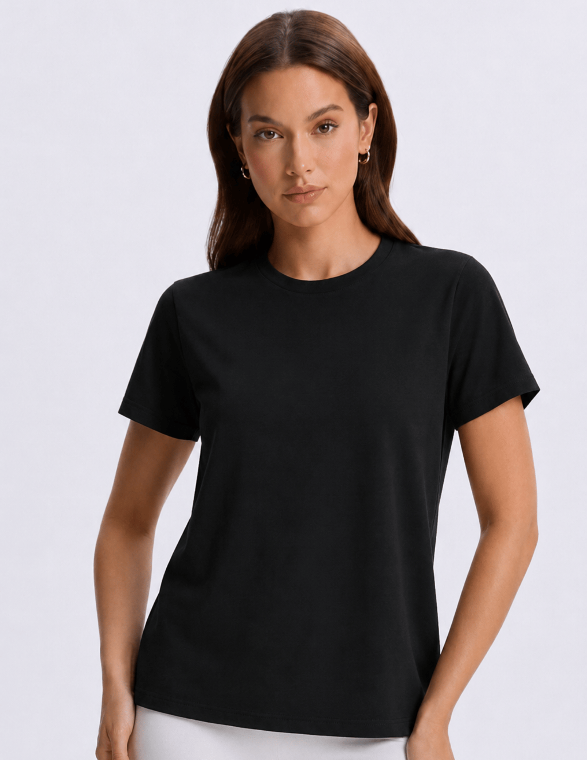 Basic Kadın Bisiklet Yaka Siyah T-shirt