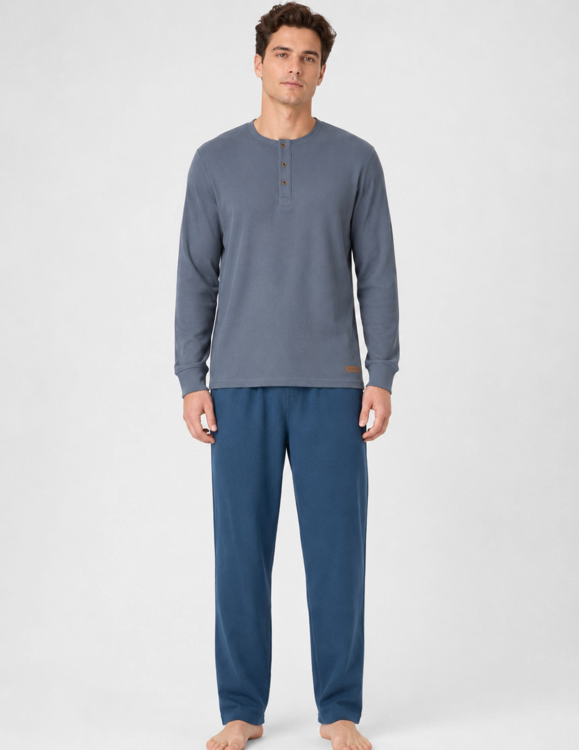 Cosy Erkek Mavi/Lacivert Kaşkorse Pijama Takımı