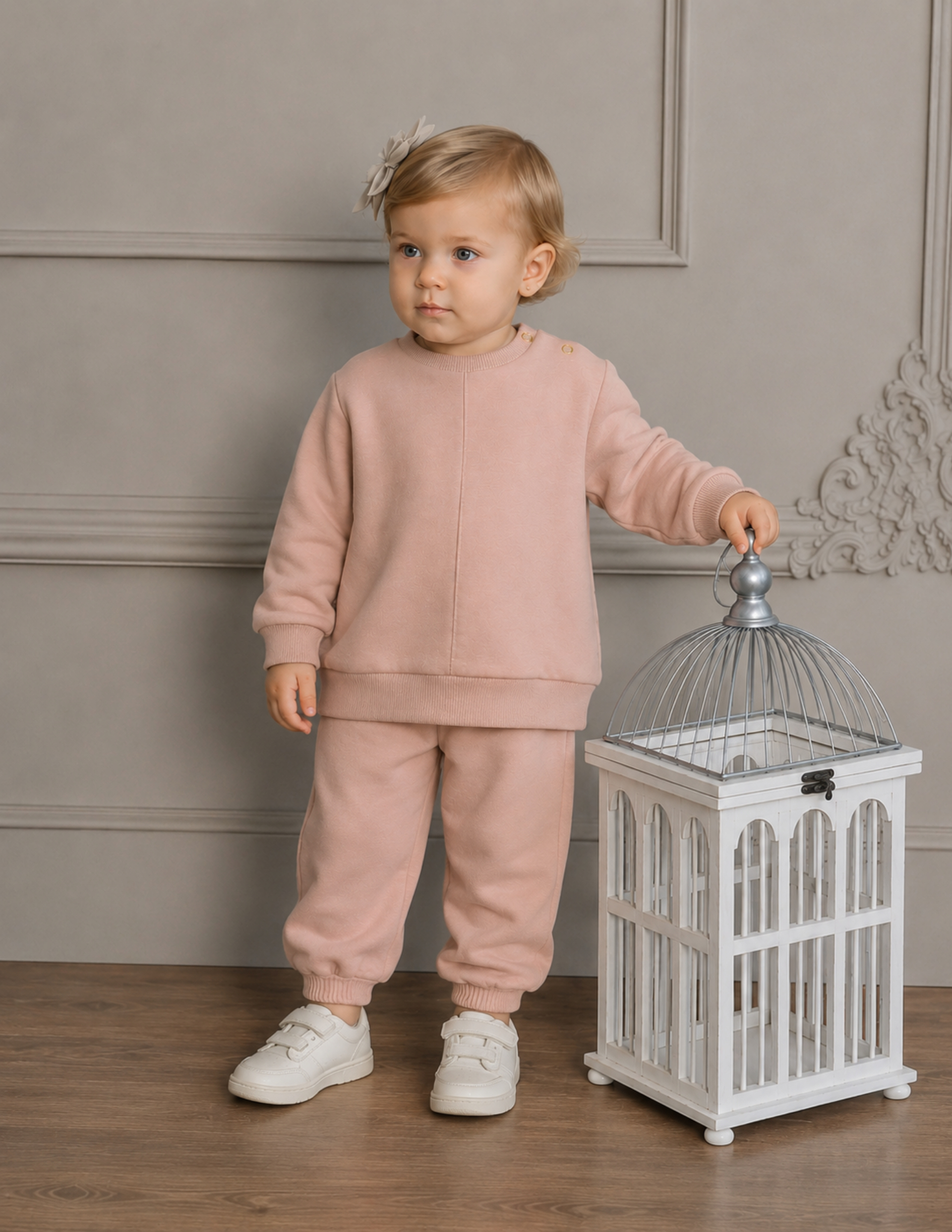 Dusty Rose Kız Bebek Gül Kurusu 2'li Takım