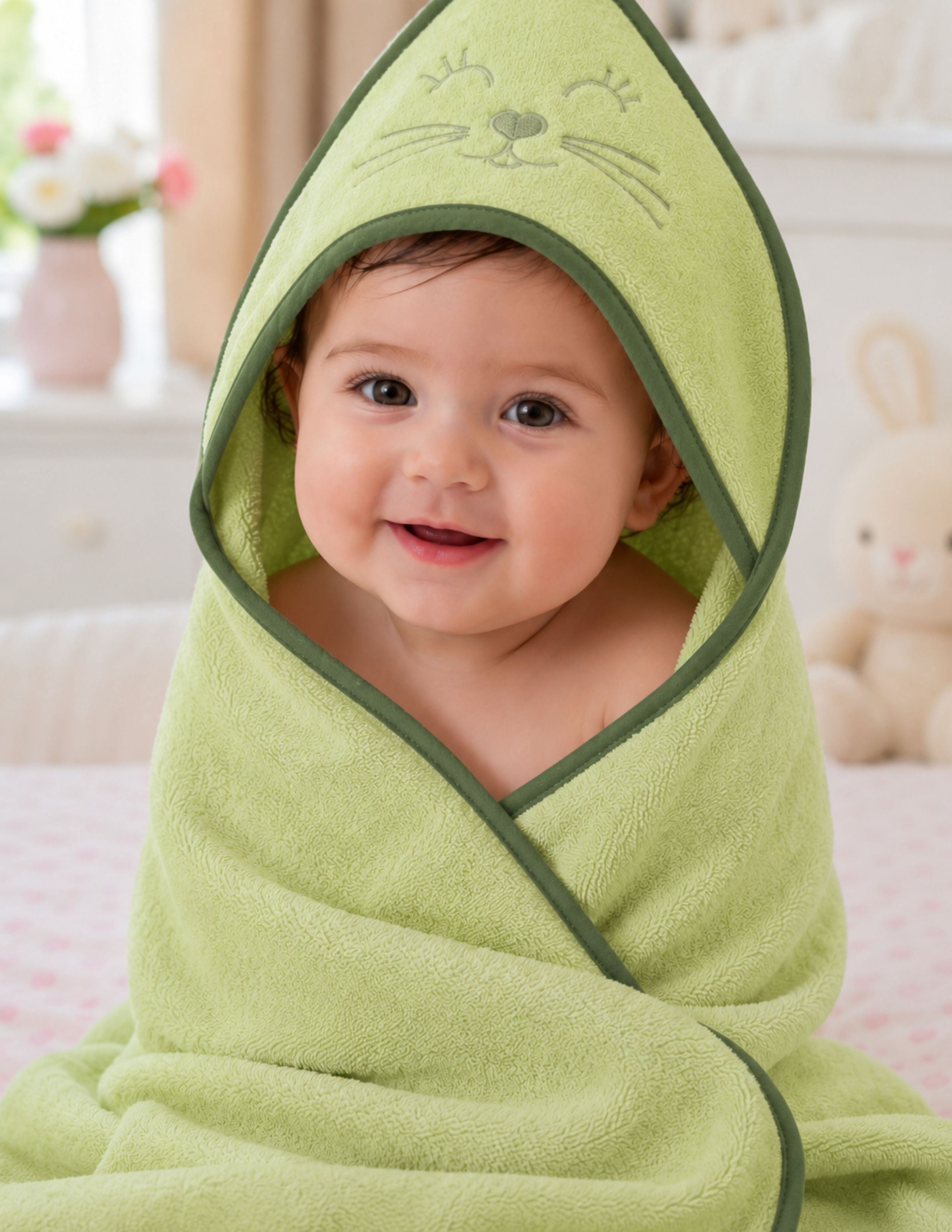 Towel Bebek Yeşil Havlu Bornoz 90x90