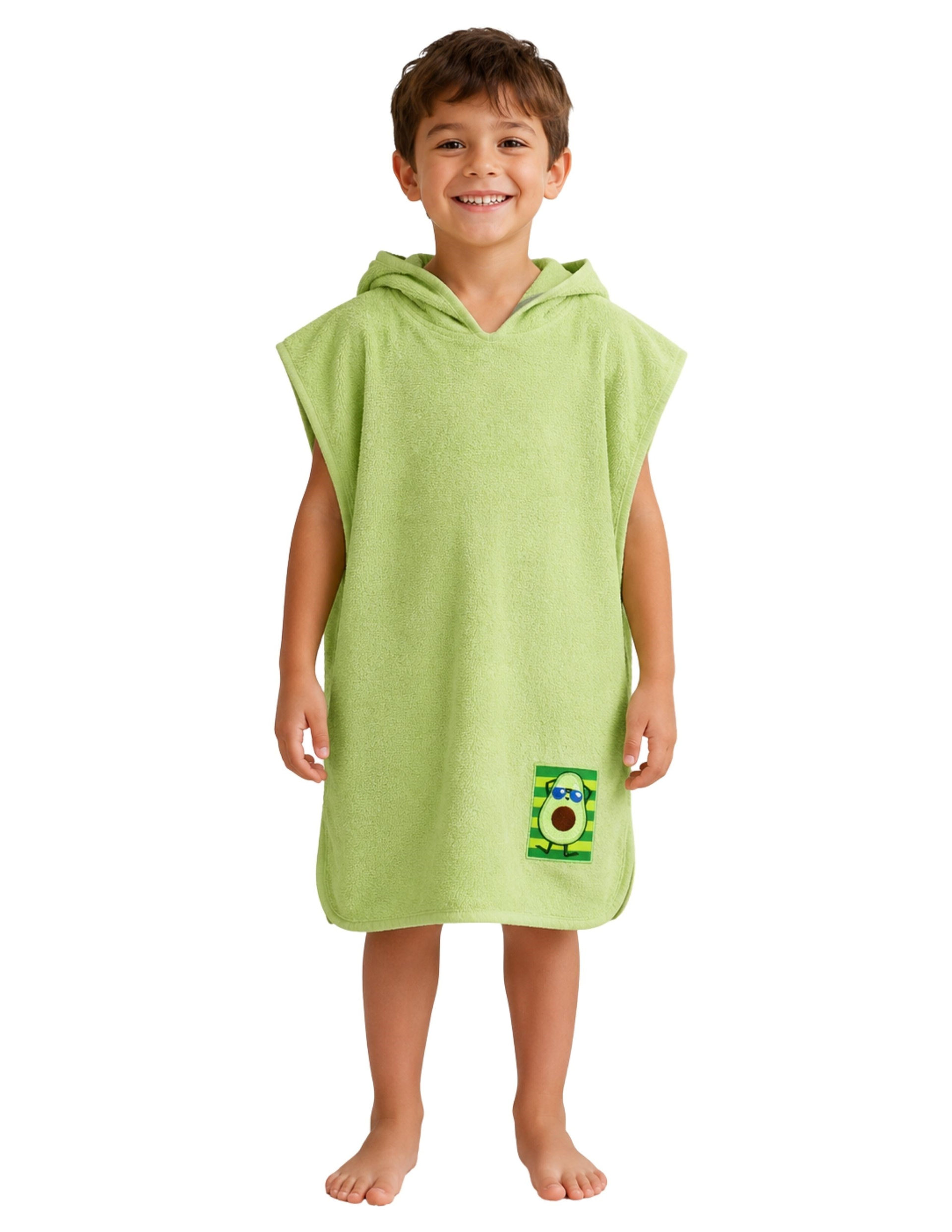 Towel Çocuk Yeşil Kapşonlu Panço Plaj Havlu