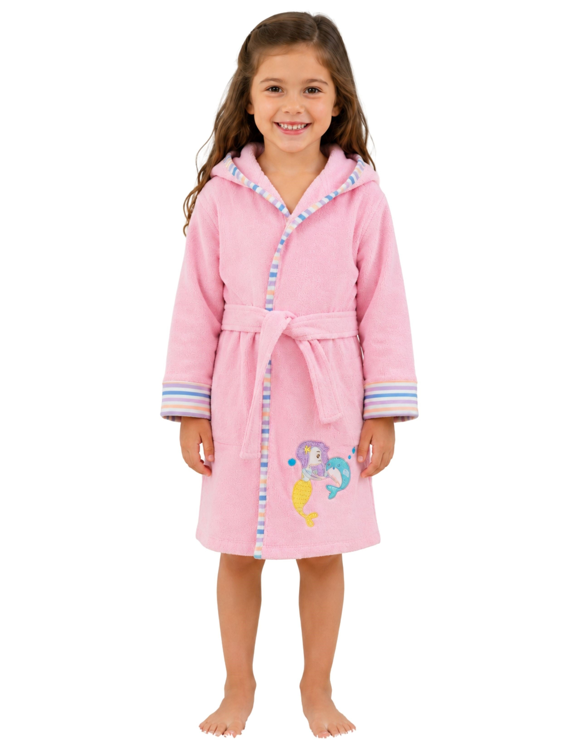 Towel Kız Çocuk Pembe Kuşaklı Bornoz