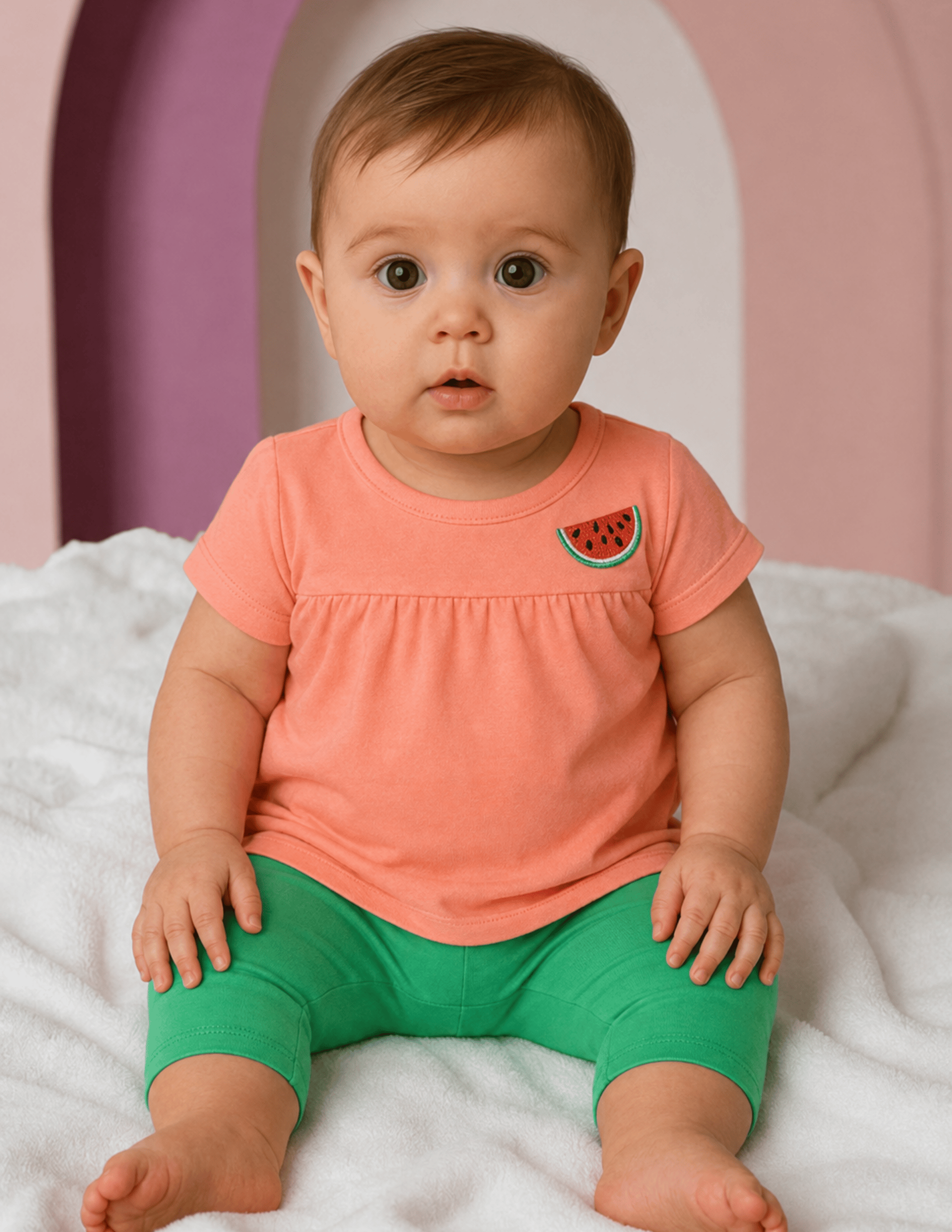 Watermelon Kız Bebek Somon-Yeşil 2'li Takım