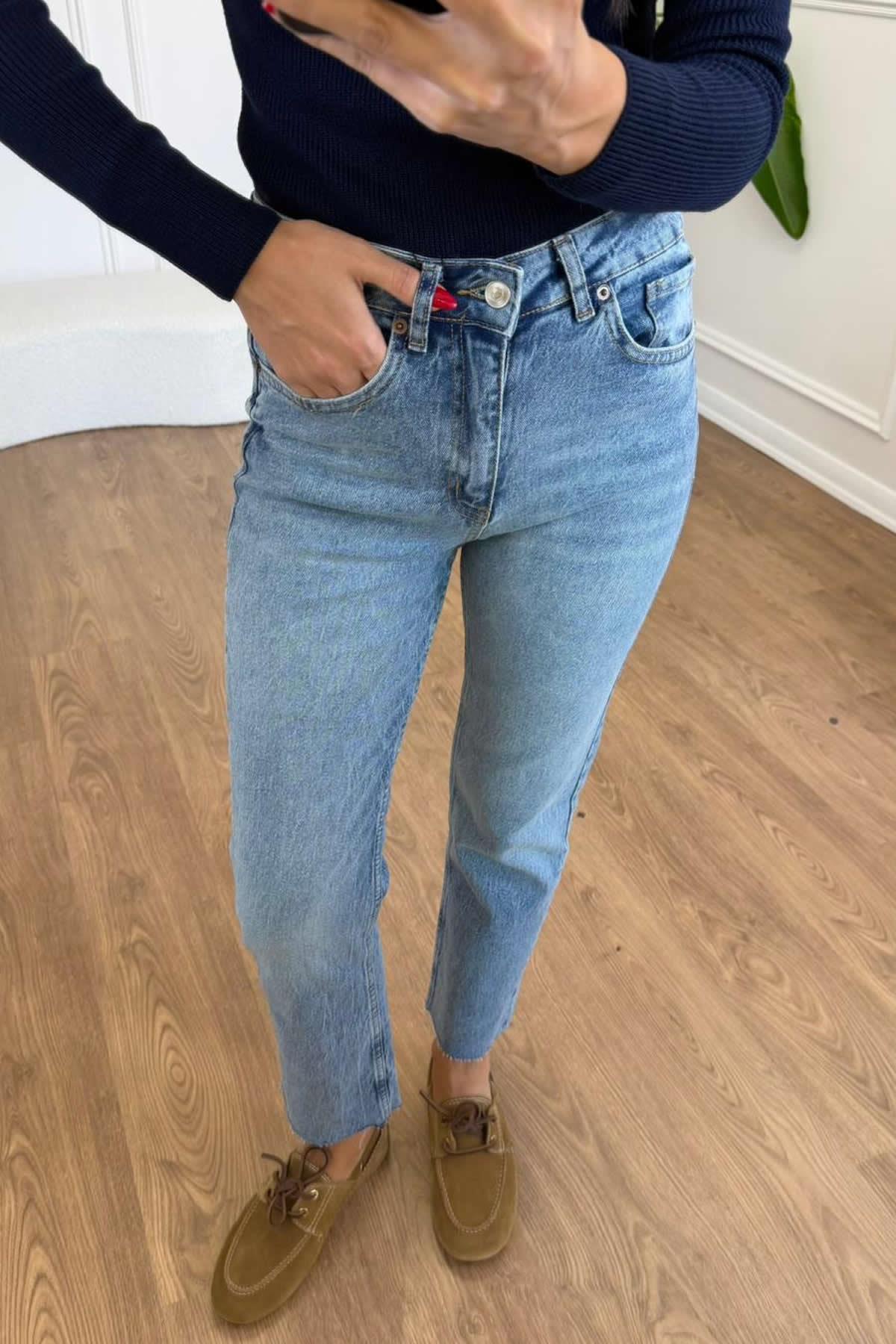 KESİK PAÇA JEAN - MAVİ