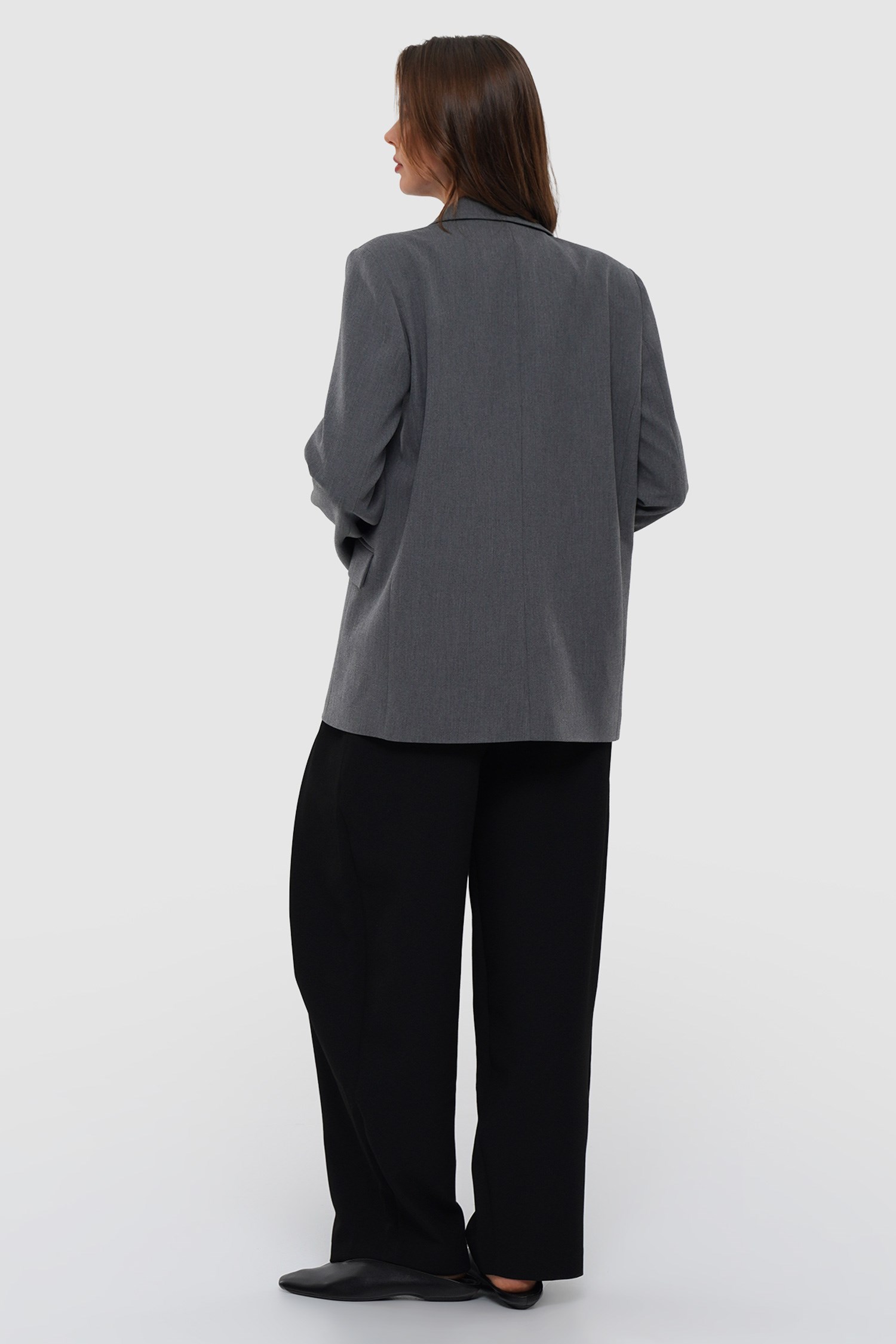 Kadın Antrasit Tek Düğmeli Oversize Blazer