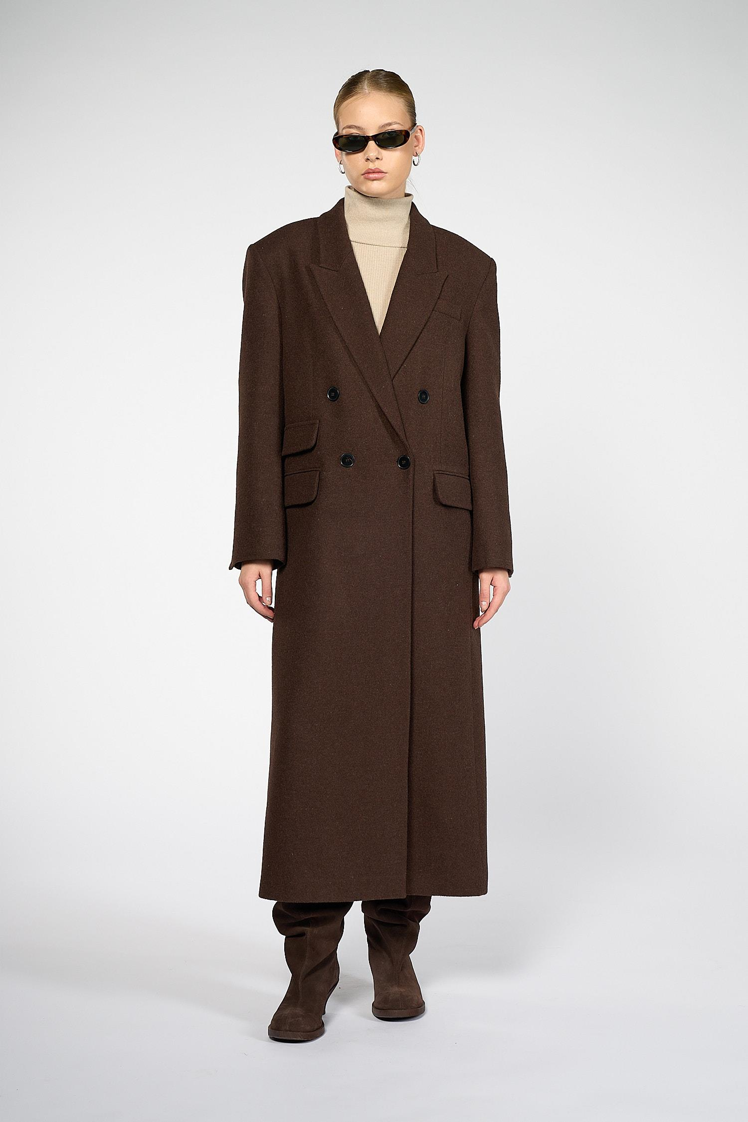 Kadın Kahverengi Oversize Kaban