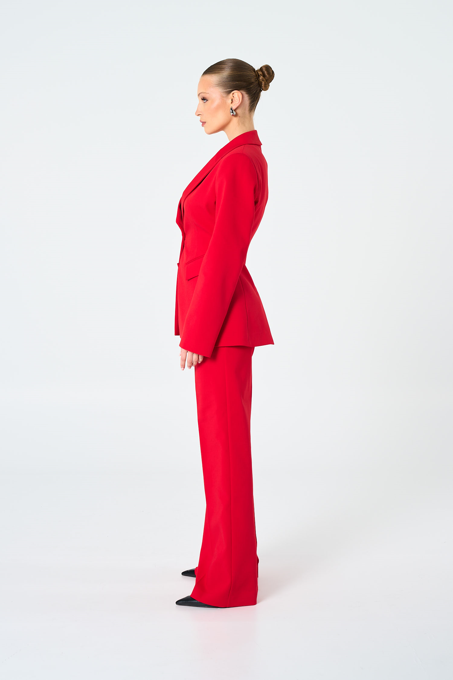 Kadın Kırmızı Tek Düğmeli Blazer