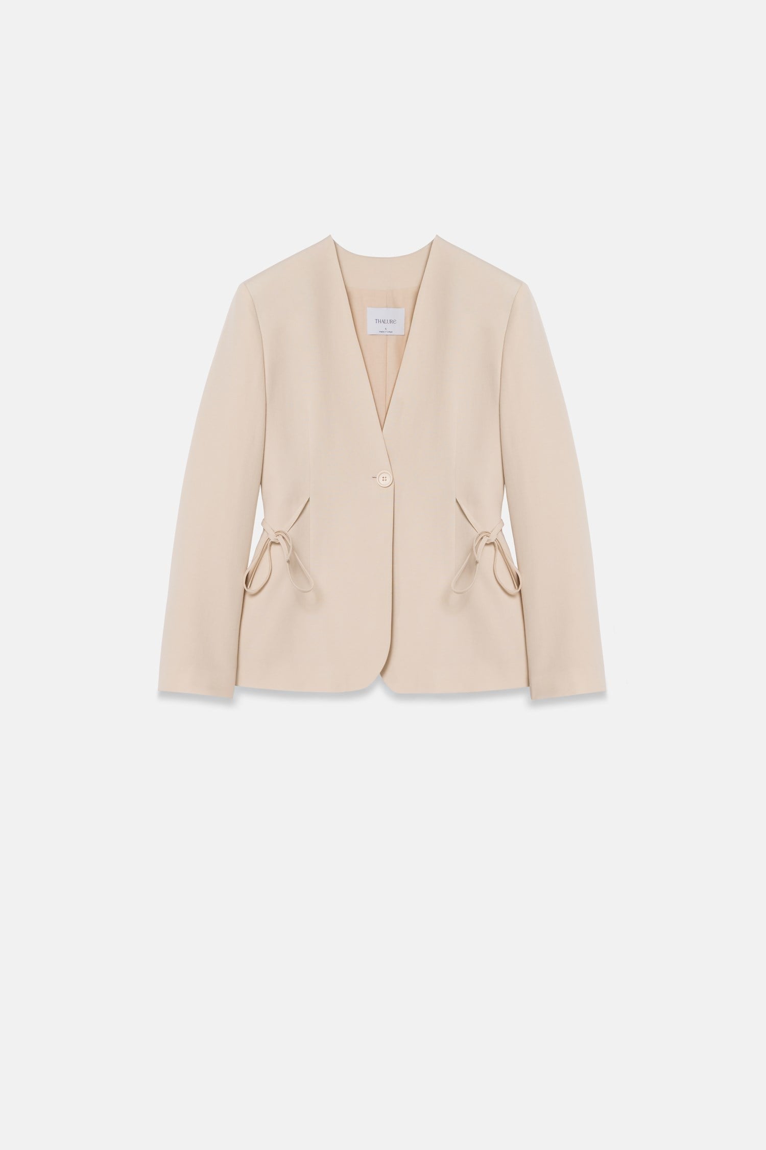 Kadın Krem Beli Bağcıklı Blazer