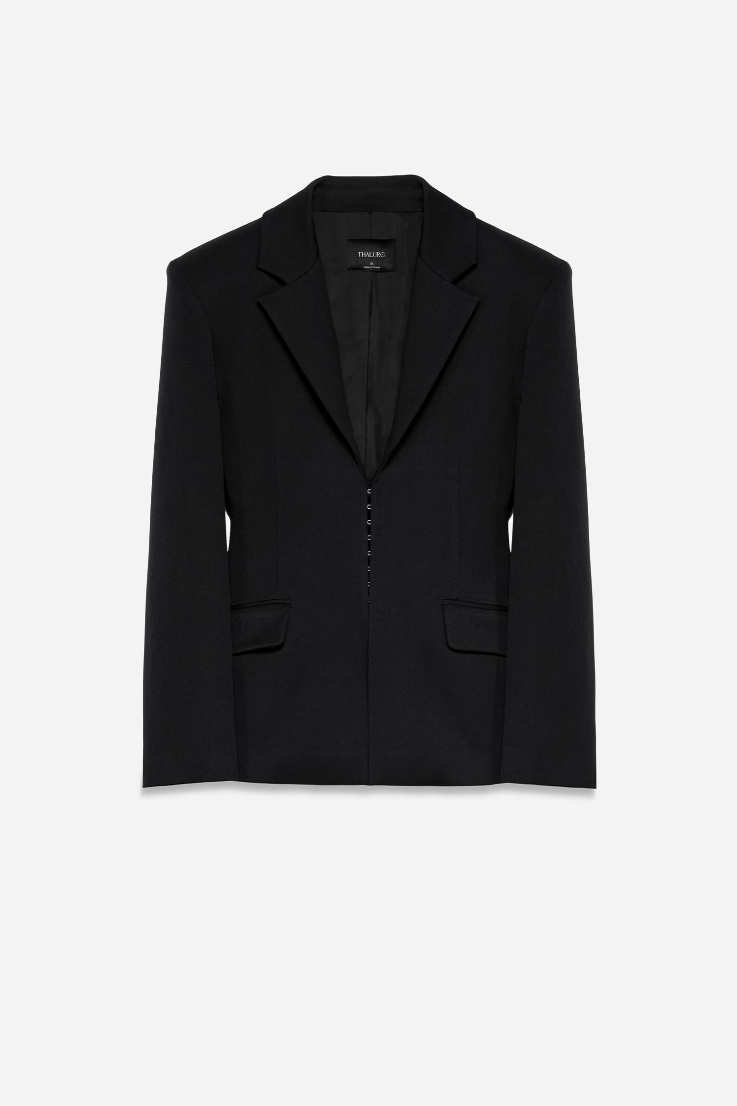 Kadın Lacivert Agraflı Bele Oturan Blazer