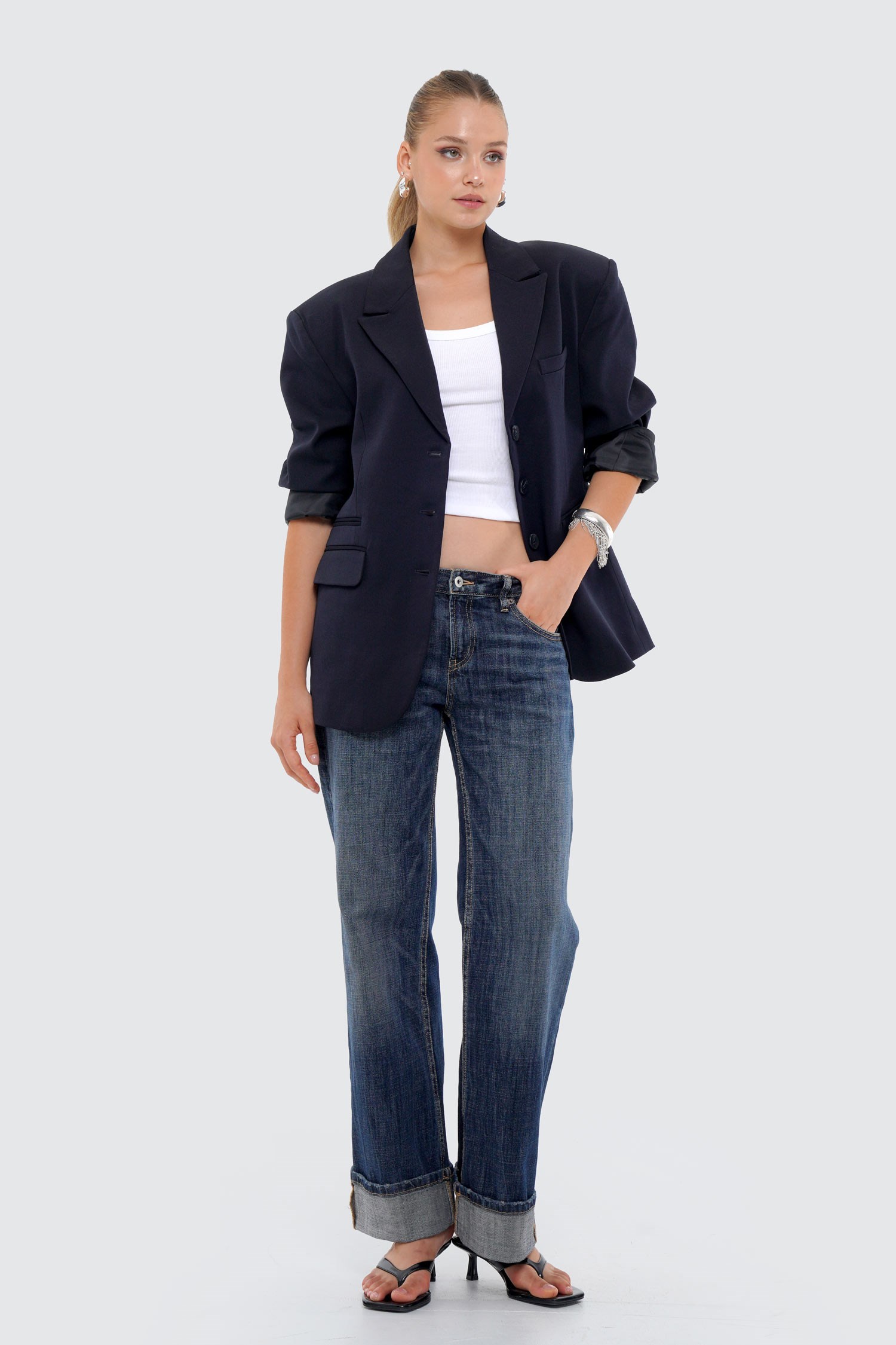 Kadın Lacivert Oversize Blazer