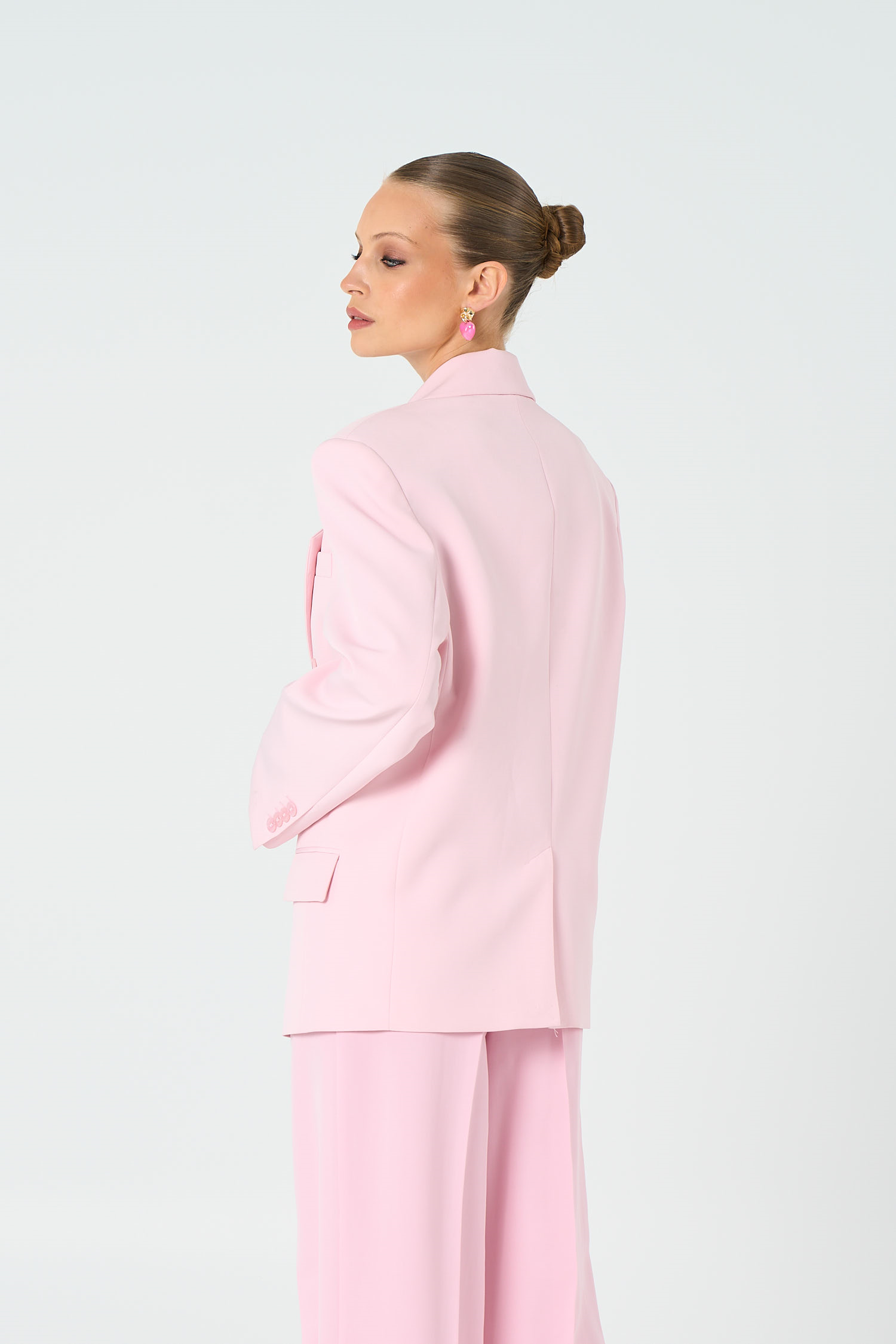 Kadın Pembe Oversize Kruvaze Blazer