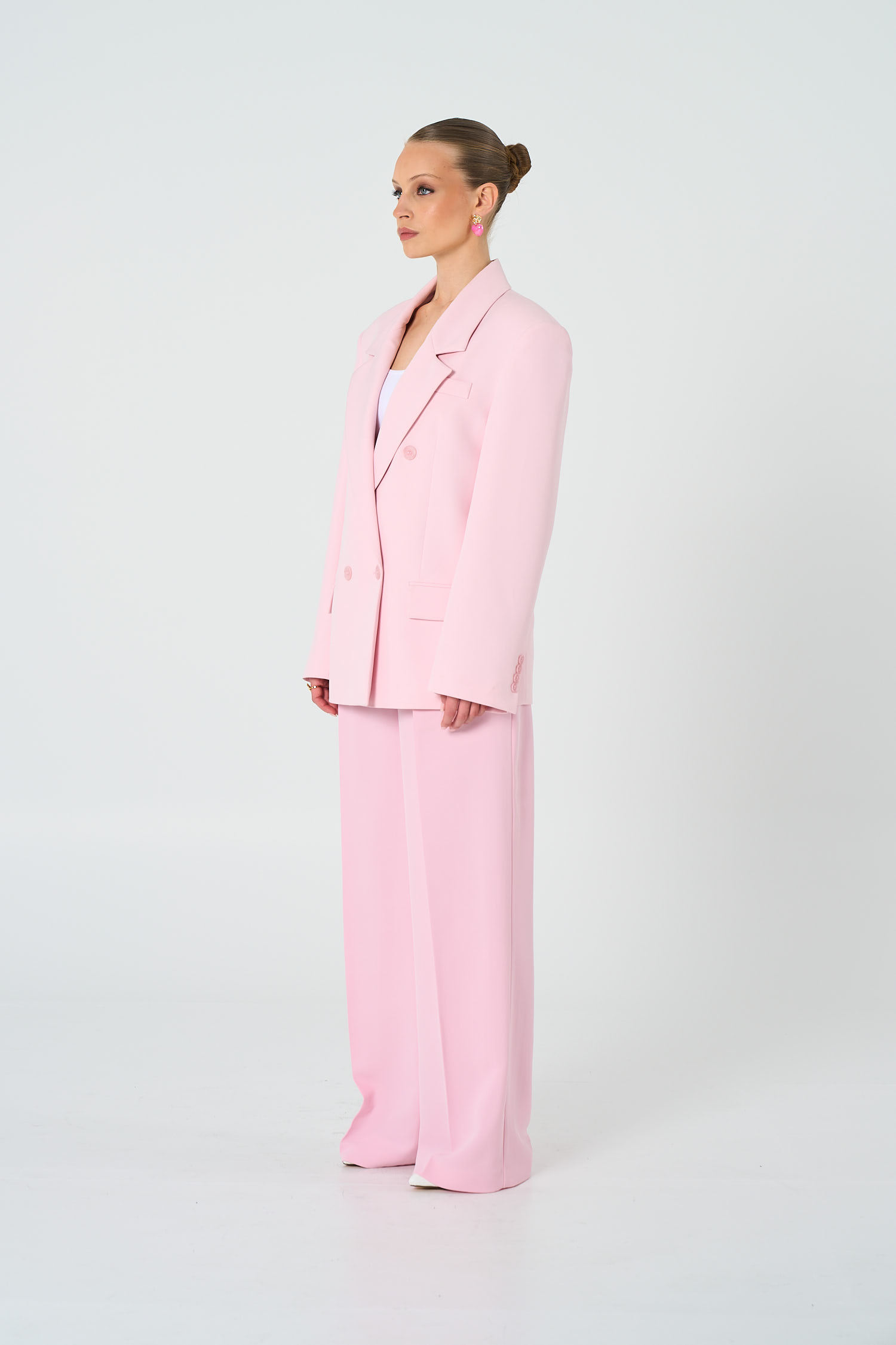 Kadın Pembe Oversize Kruvaze Blazer