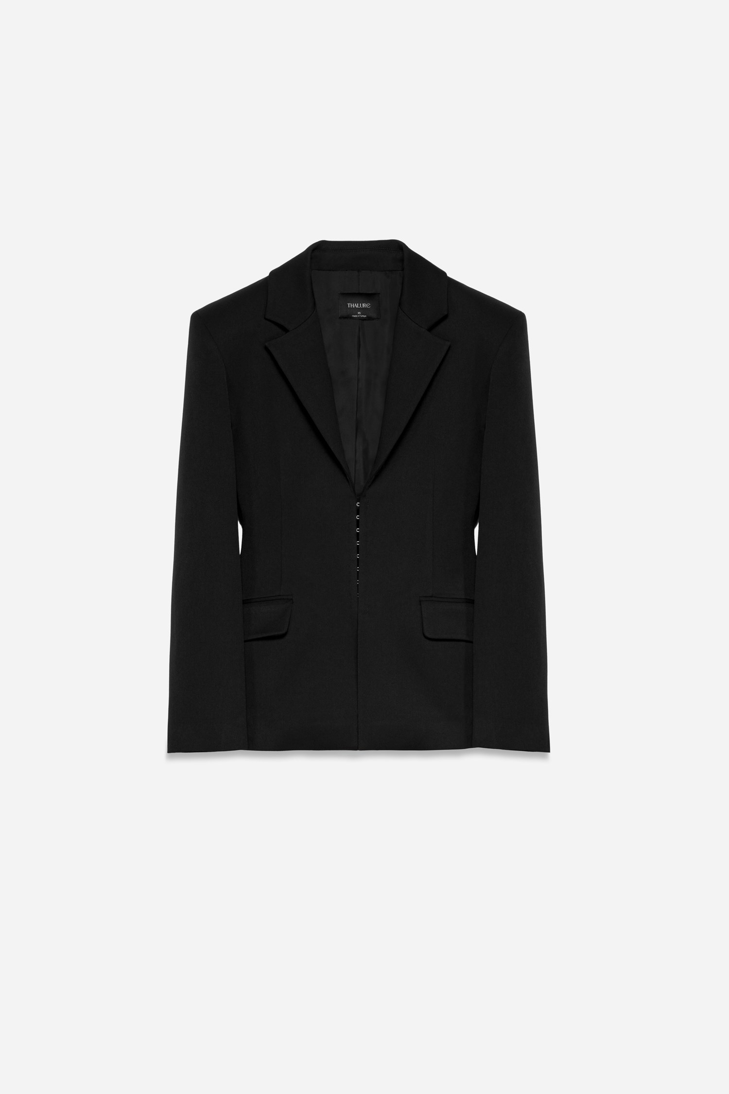 Kadın Siyah Agraflı Bele Oturan Blazer