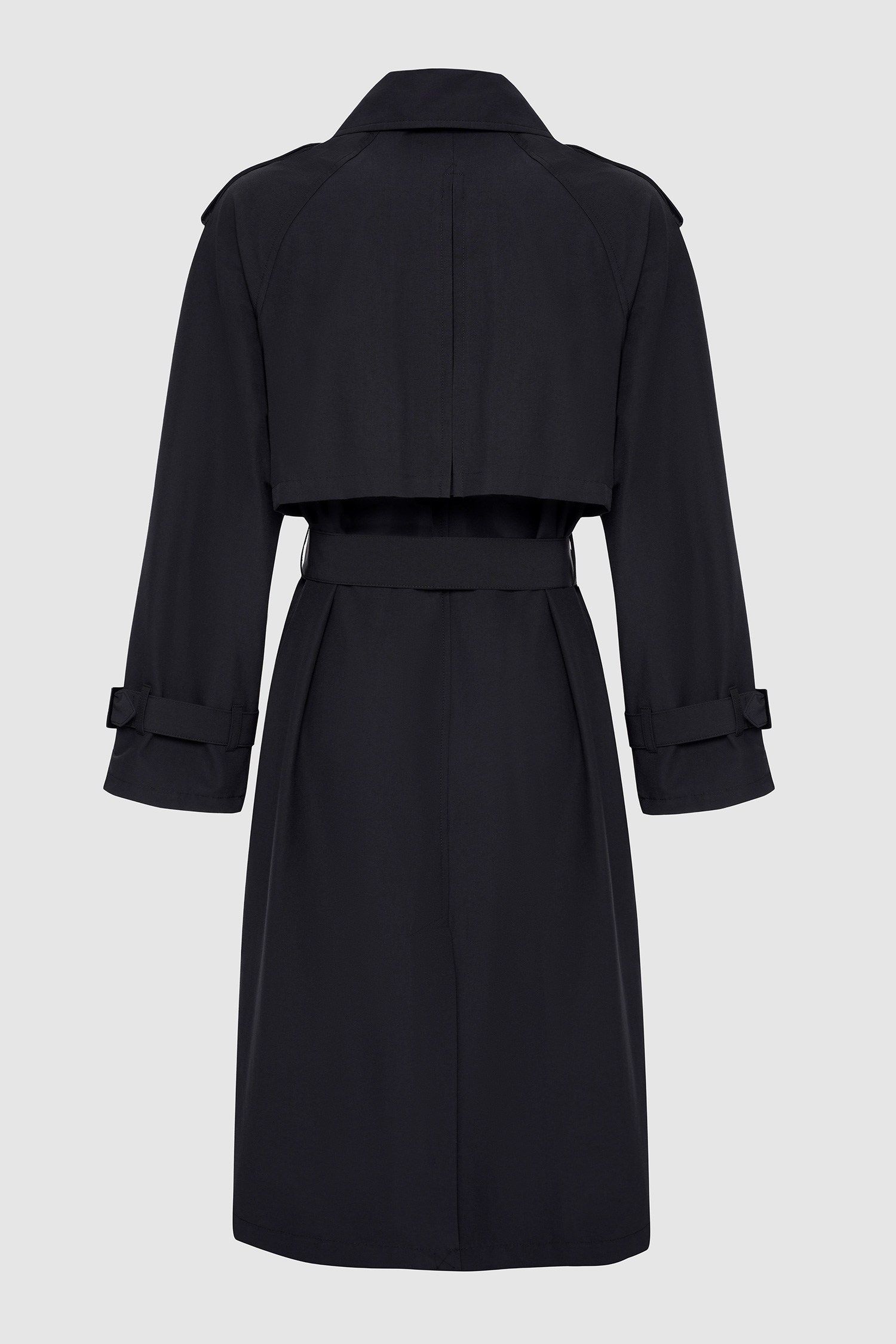 Kadın Siyah Apoletli Kruvaze Oversize Trençkot