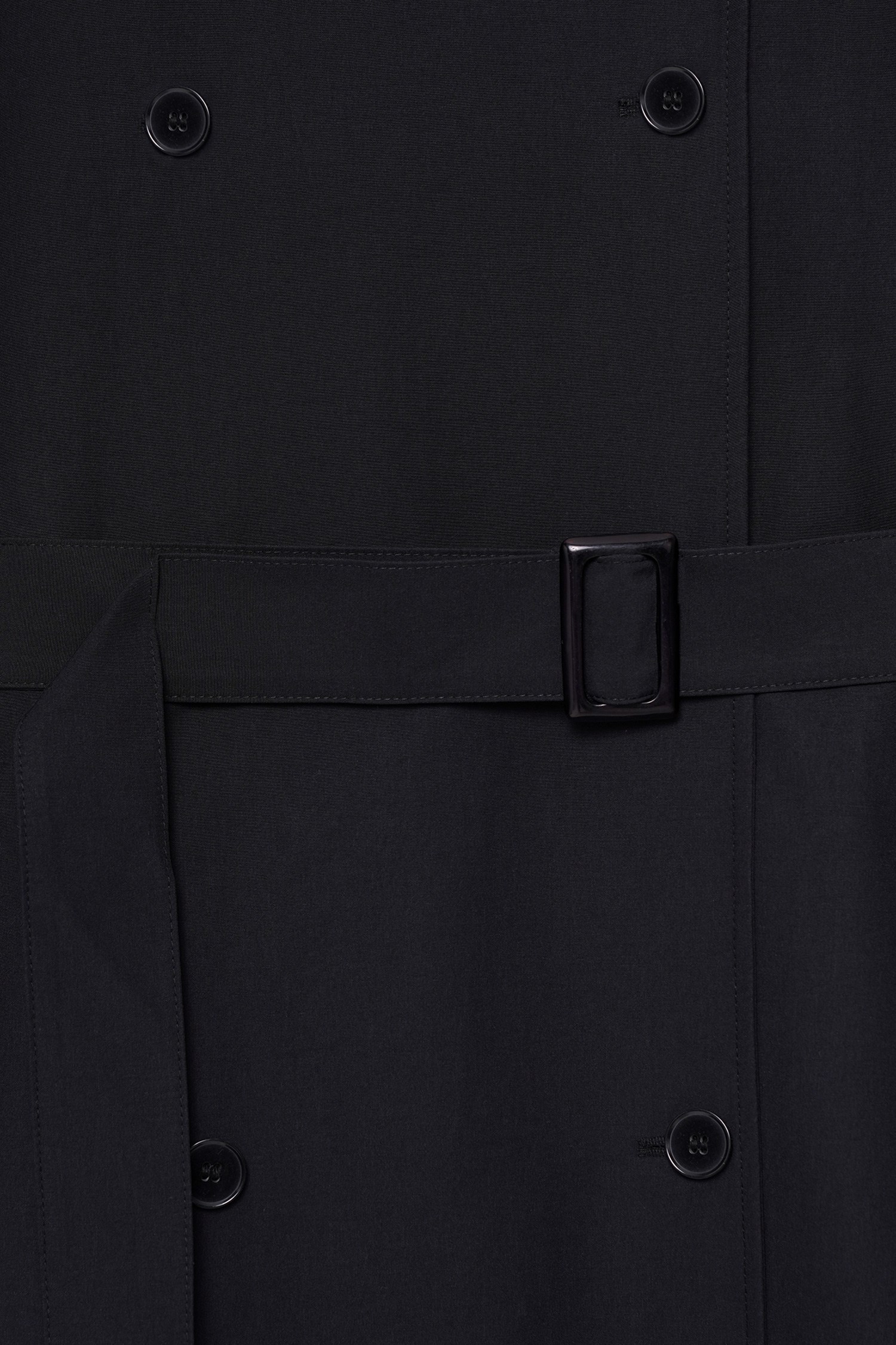 Kadın Siyah Apoletli Kruvaze Oversize Trençkot