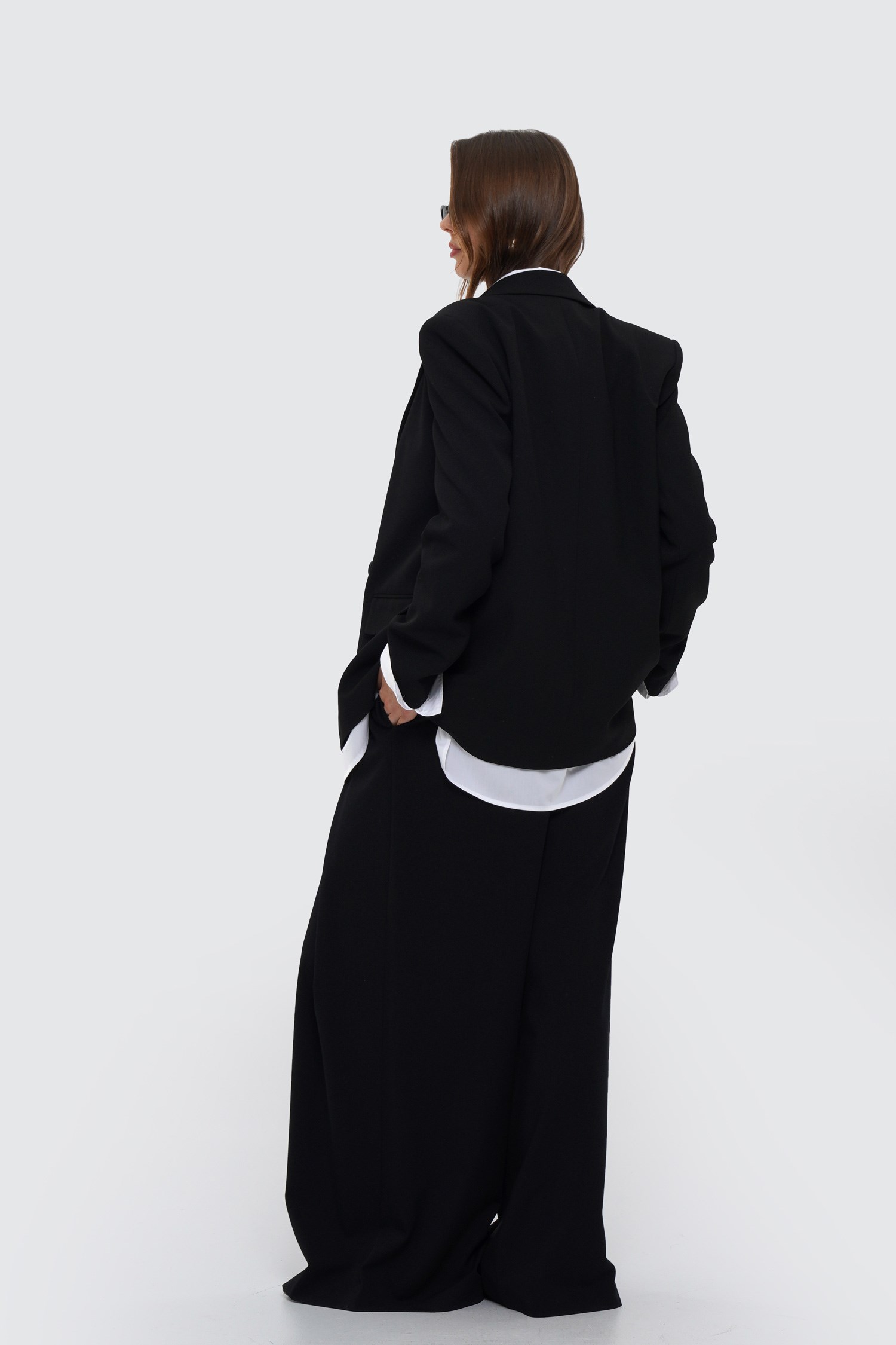 Kadın Siyah Çift Düğmeli Oversize Blazer