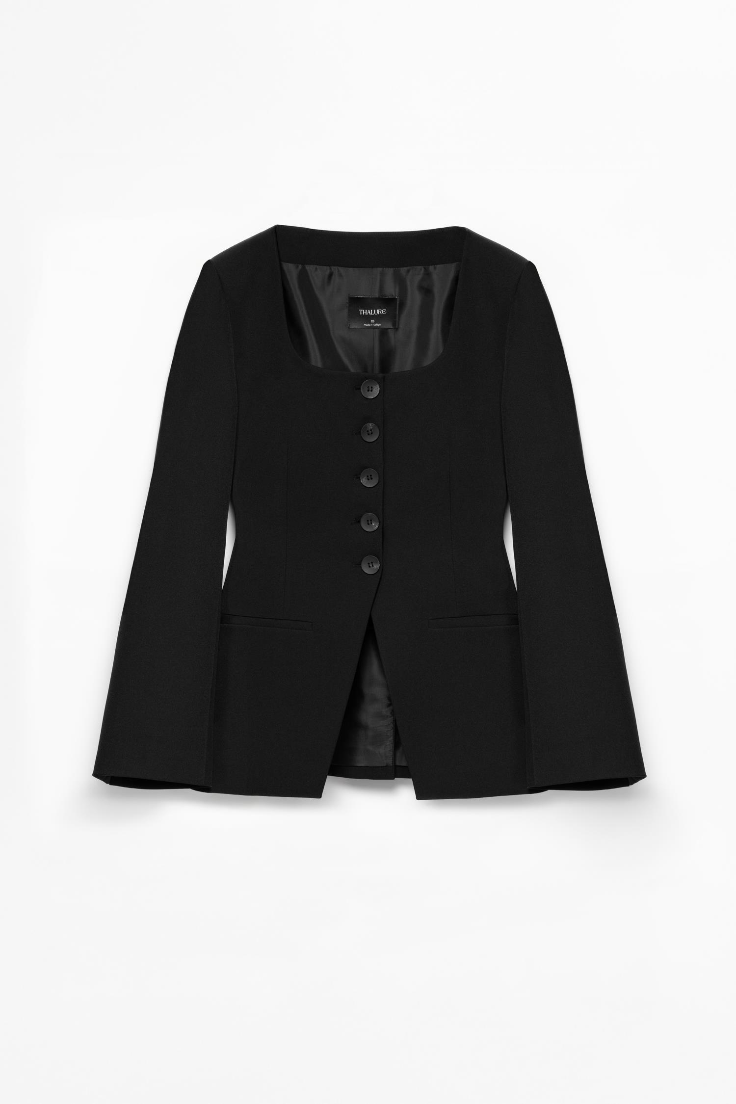 Kadın Siyah Geniş Yaka Blazer