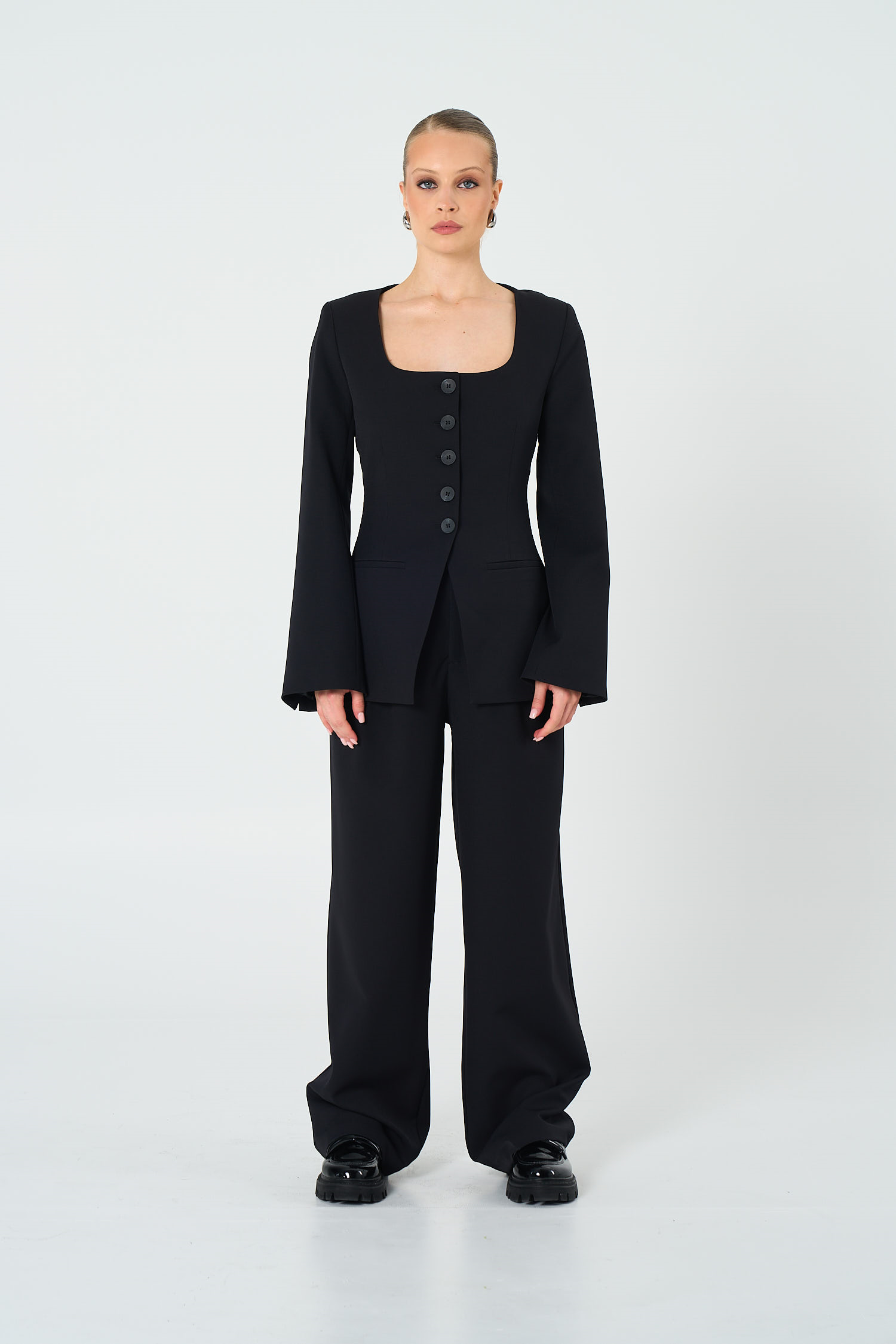 Kadın Siyah Geniş Yaka Blazer