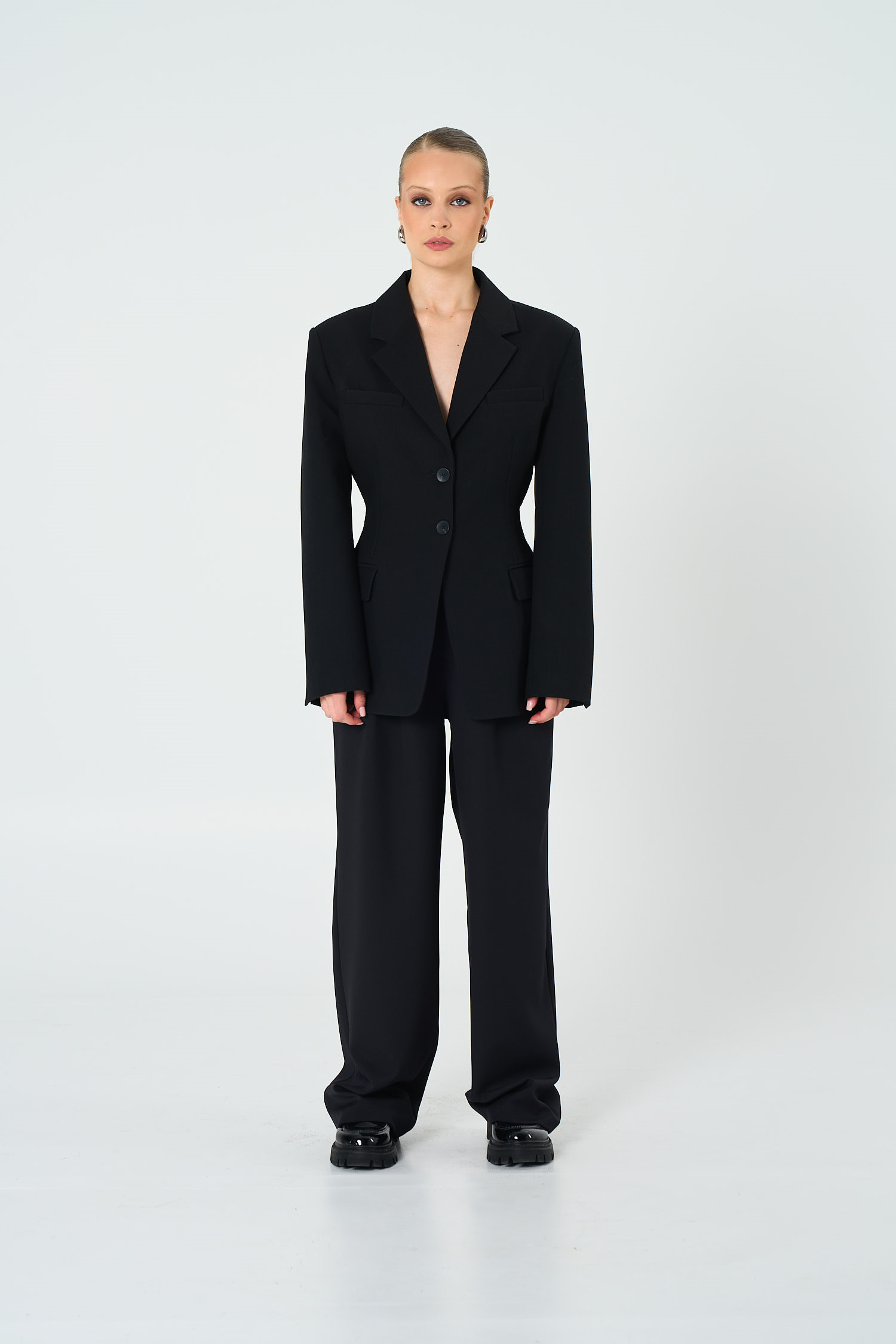Kadın Siyah Kum Saati Form Blazer
