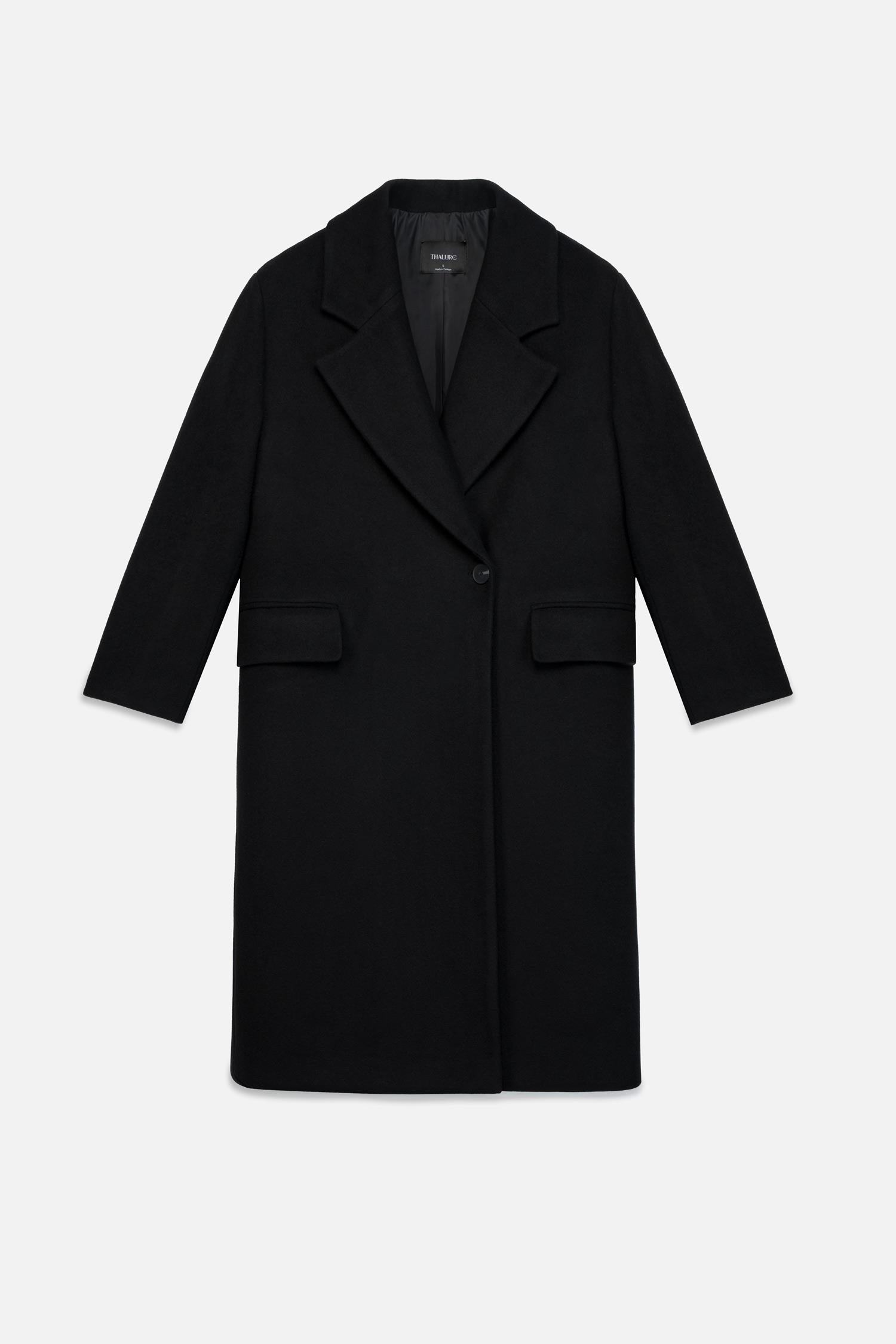 Kadın Siyah Oversize Kruvaze Kaban