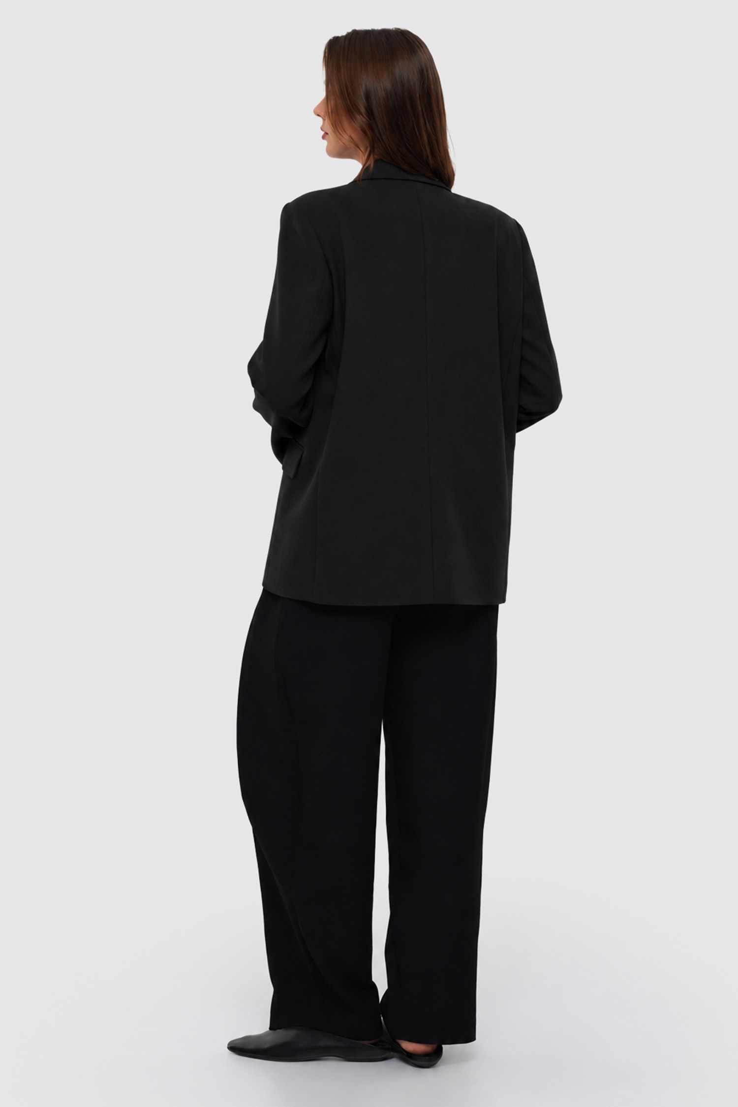 Kadın Siyah Tek Düğmeli Oversize Blazer