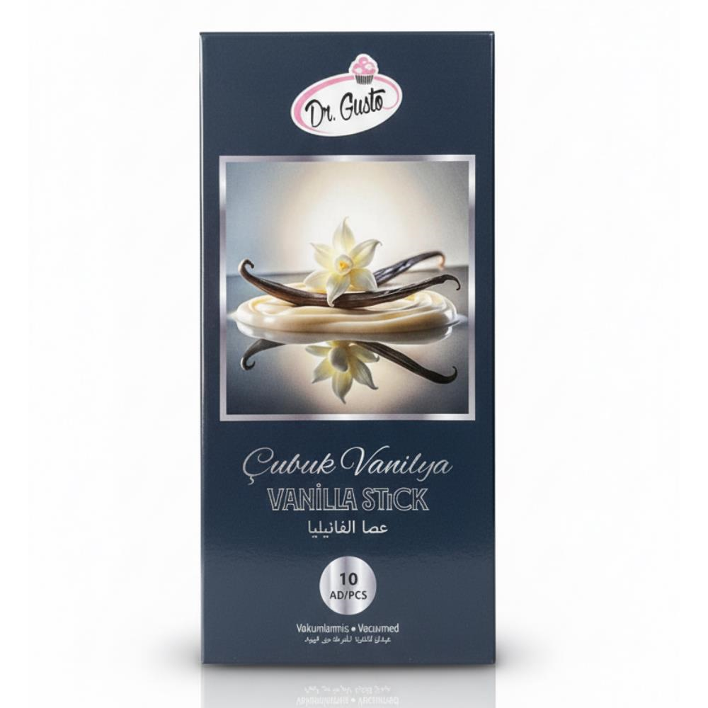 Dr. Gusto 10lu Çubuk Vanilya Vakumlu Paket - Doğal Aromalı Vanilya Çubuğu