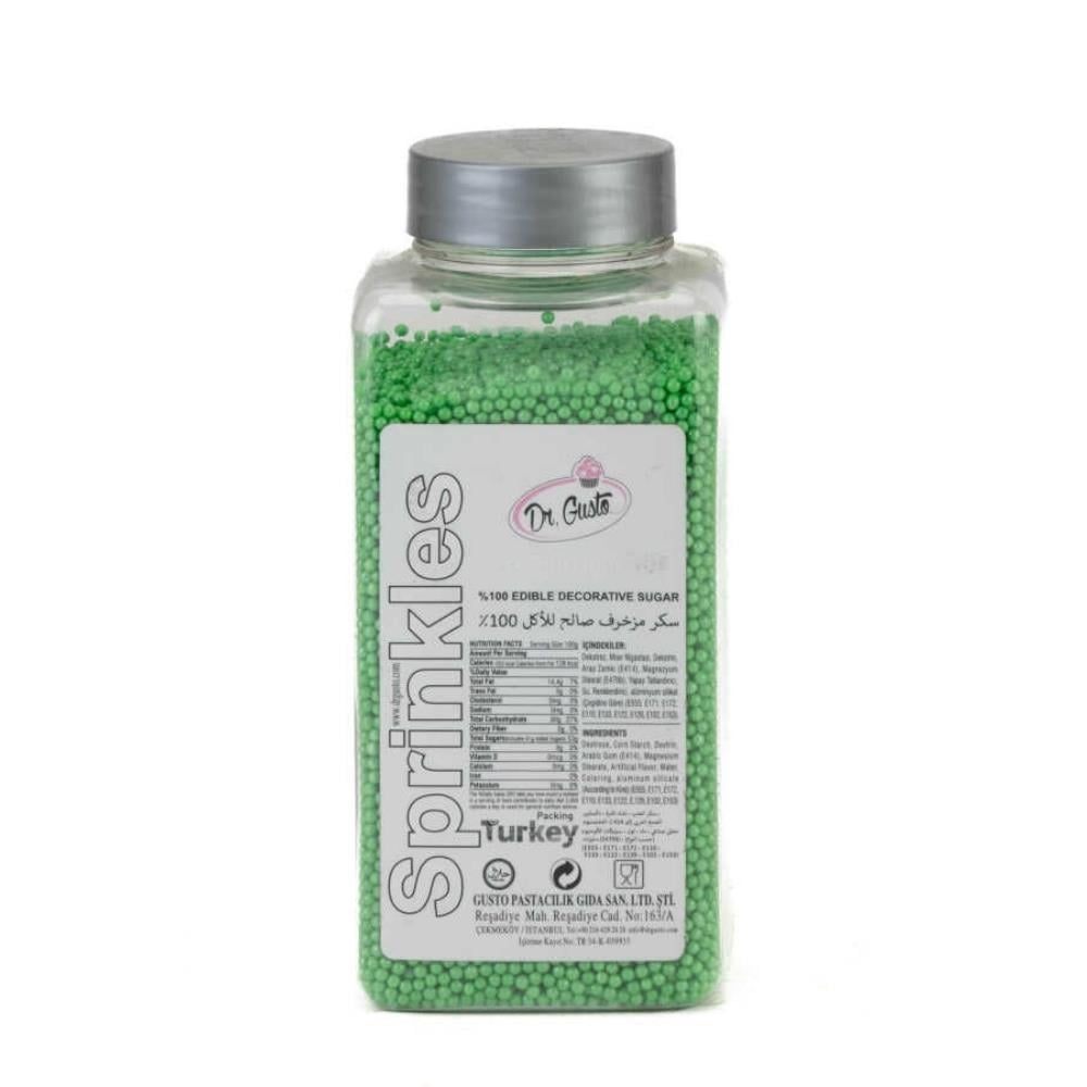 2 mm Yeşil Boncuk Şeker 250 g – Mini Pasta ve Tatlı Süsleme Şekeri