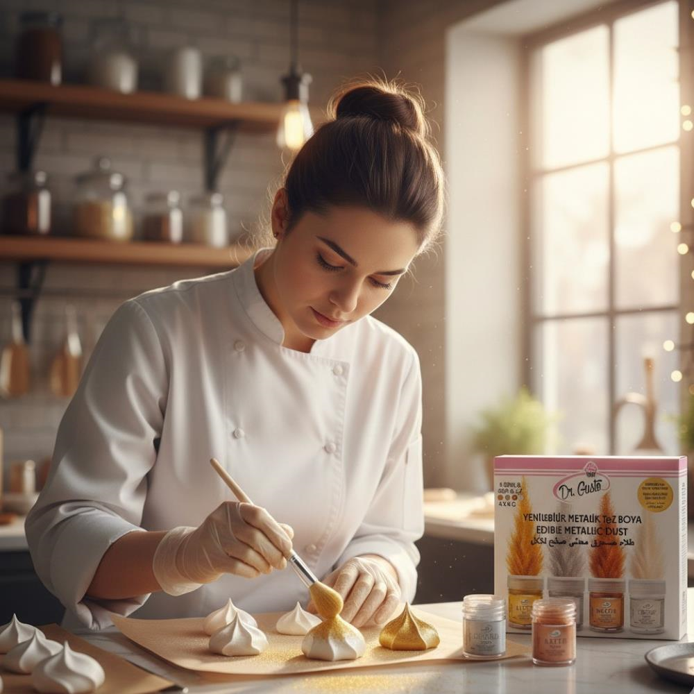Dr. Gusto 4lü Metalik Toz Gıda Boyası 4 gr + Boya Çözücü 40 gr Set