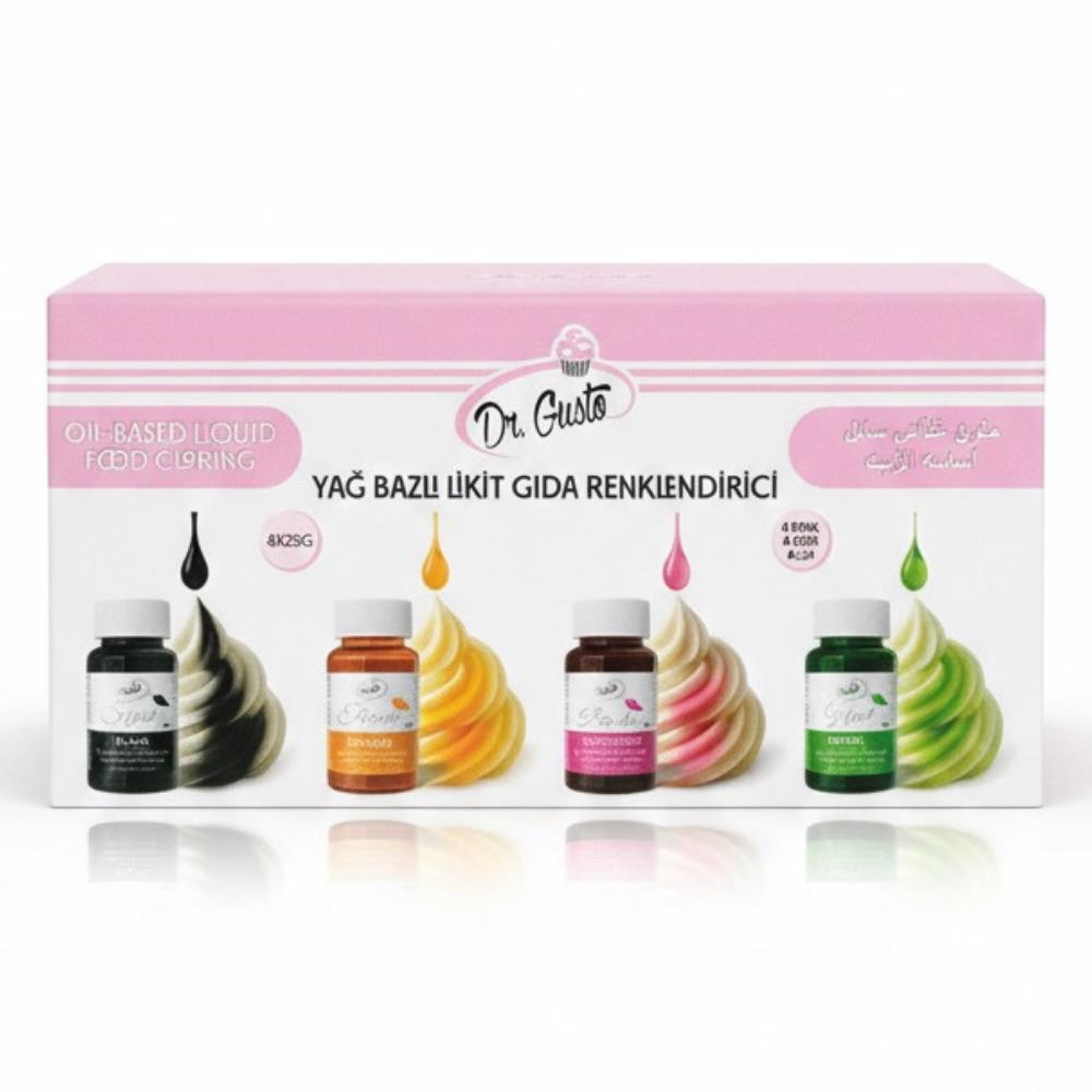 8’li Set Likit Yağ Bazlı Gıda Boyası 25 Gr – Çikolata, Şeker Hamuru ve Pasta Dekorasyonu Boyası