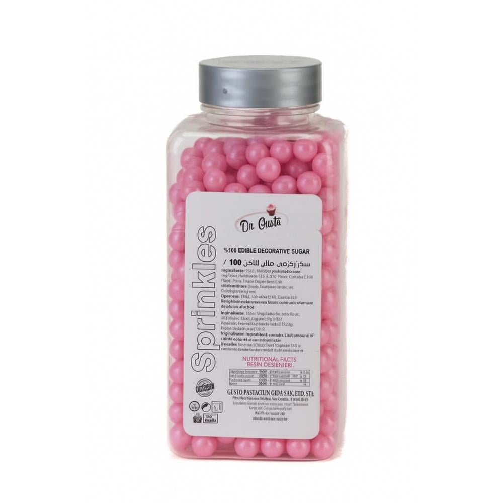 8 mm Pembe Boncuk Şeker 250 g – Pasta ve Tatlı Süsleme Şekeri