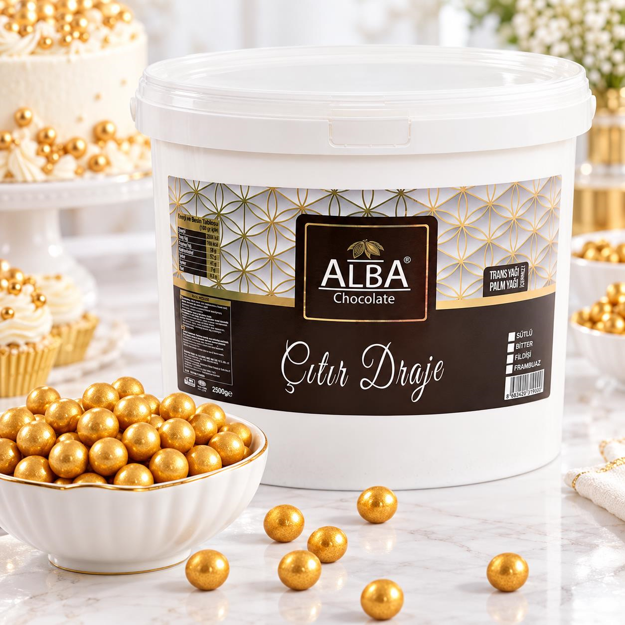 Alba Altın Çıtır Draje 2,5 Kg – Pasta ve Tatlı Süsleme Drajesi
