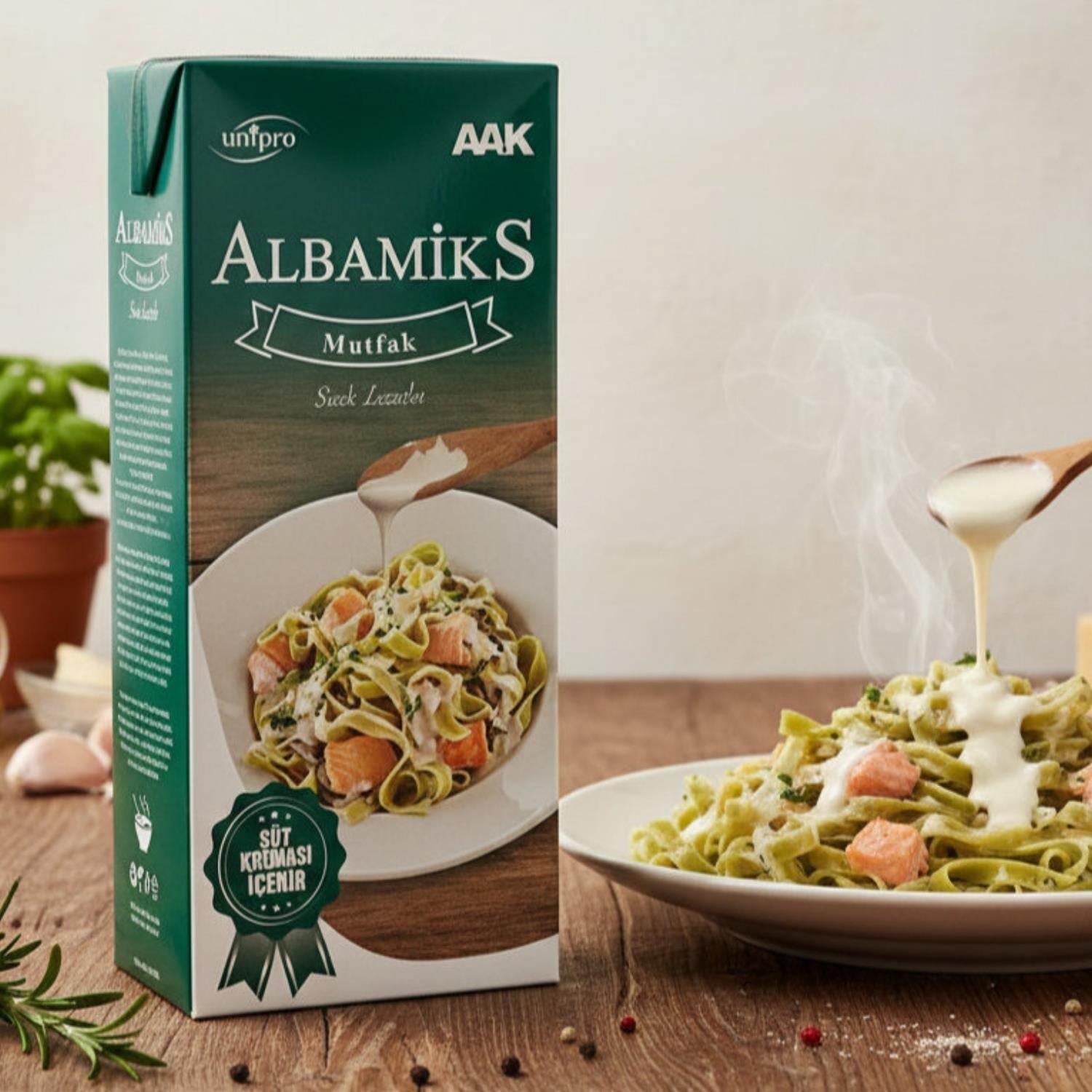 AAK Albamix Mutfak Krema Yeşil 1 lt Profesyonel Yemek ve Tatlı Kreması